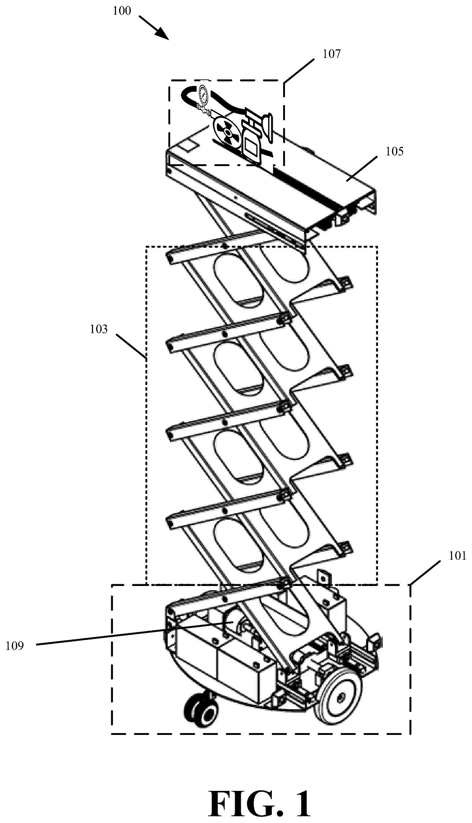 Patent US12306033 — Systems and methods for deriving weight and quantity based on activations of robot actuators used for object retrieval — Figure 1