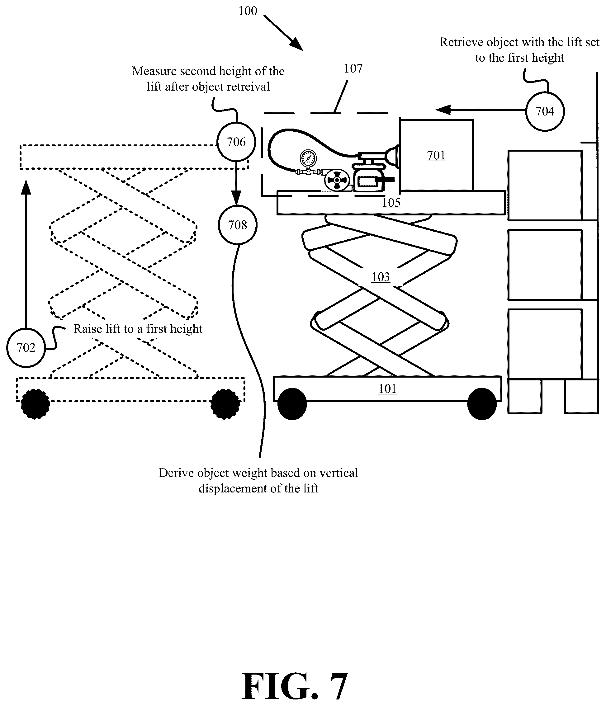 Patent US12306033 Figure 7 – Systems and methods for deriving weight and quantity based on activations of robot actuators used for object retrieval