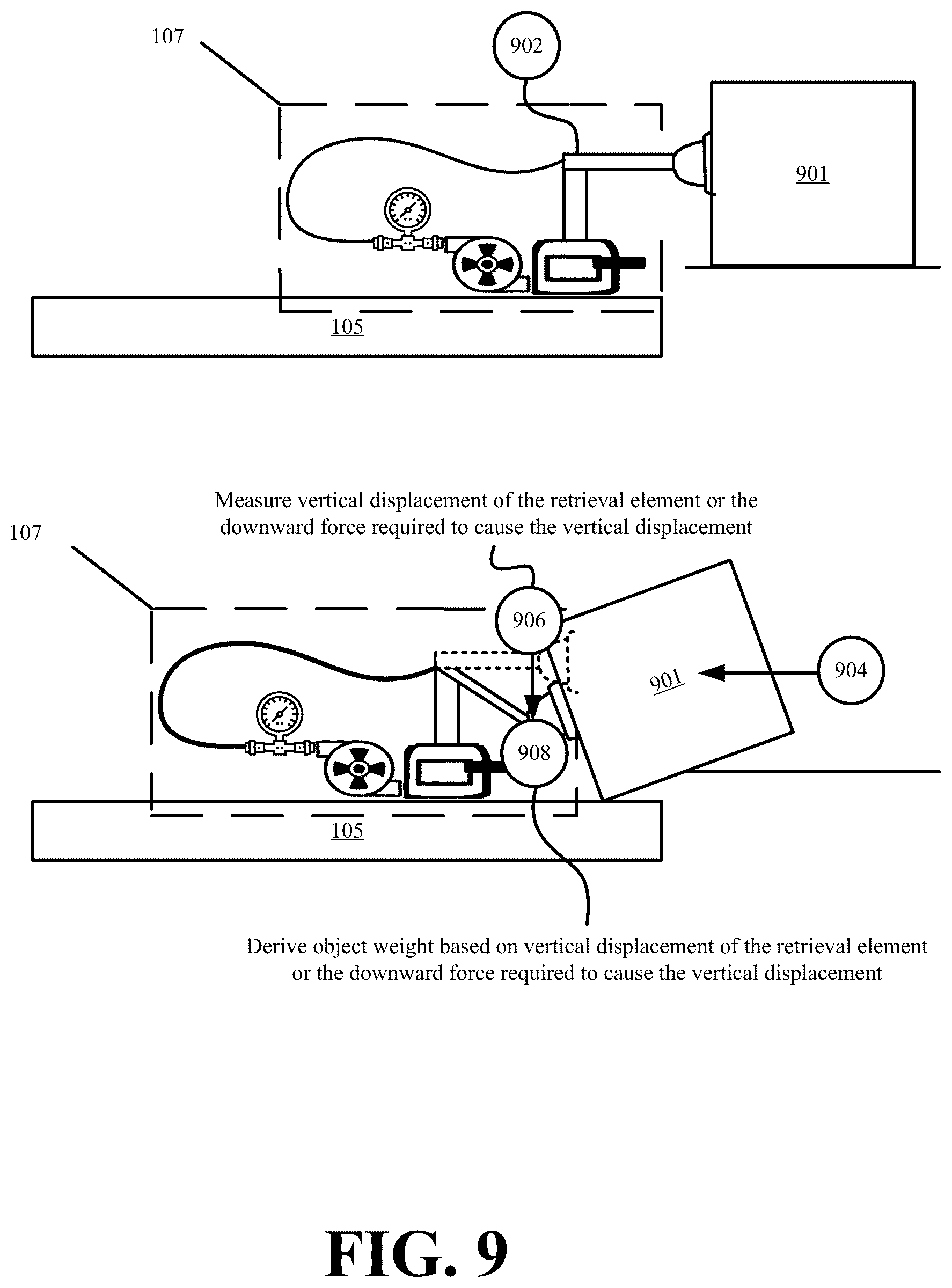 Patent US12306033 Figure 9 – Systems and methods for deriving weight and quantity based on activations of robot actuators used for object retrieval