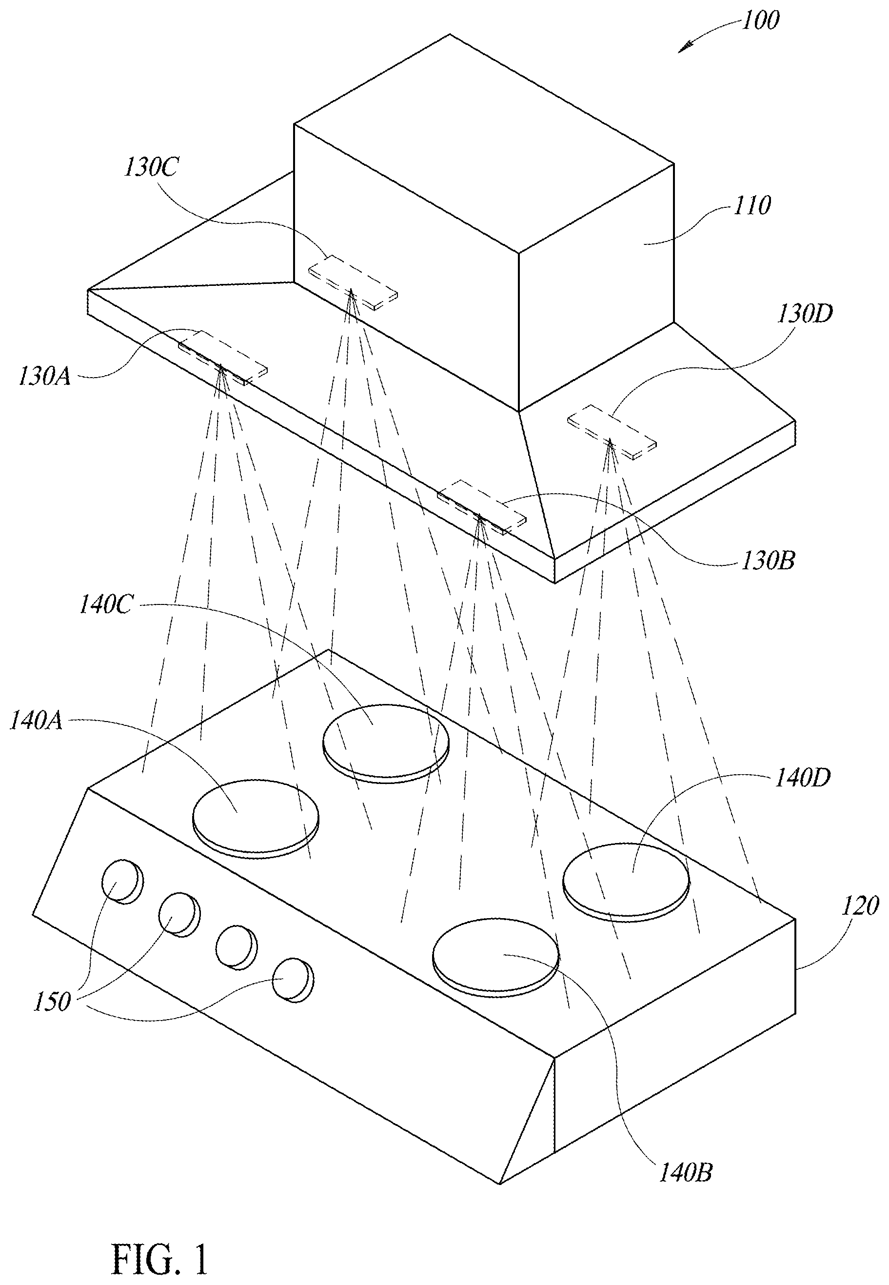 Patent US12306046 — Enhanced cooker hood with sensors for remote temperature measurement and presence detection — Figure 1