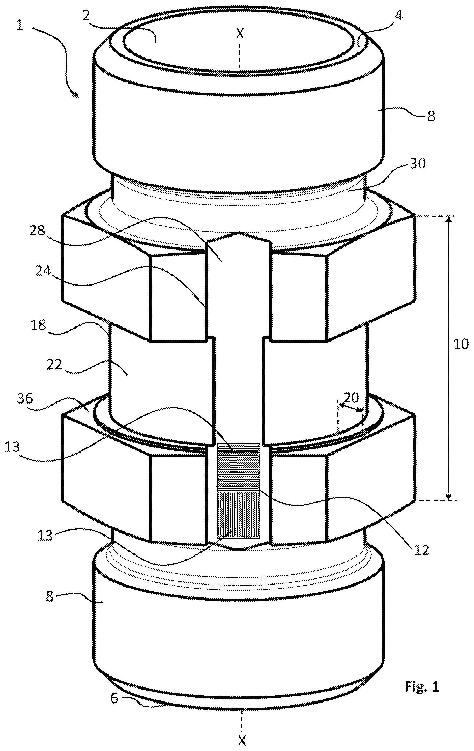Patent US12306056 Figure 1 – Connecting piece for fluid-conducting line systems