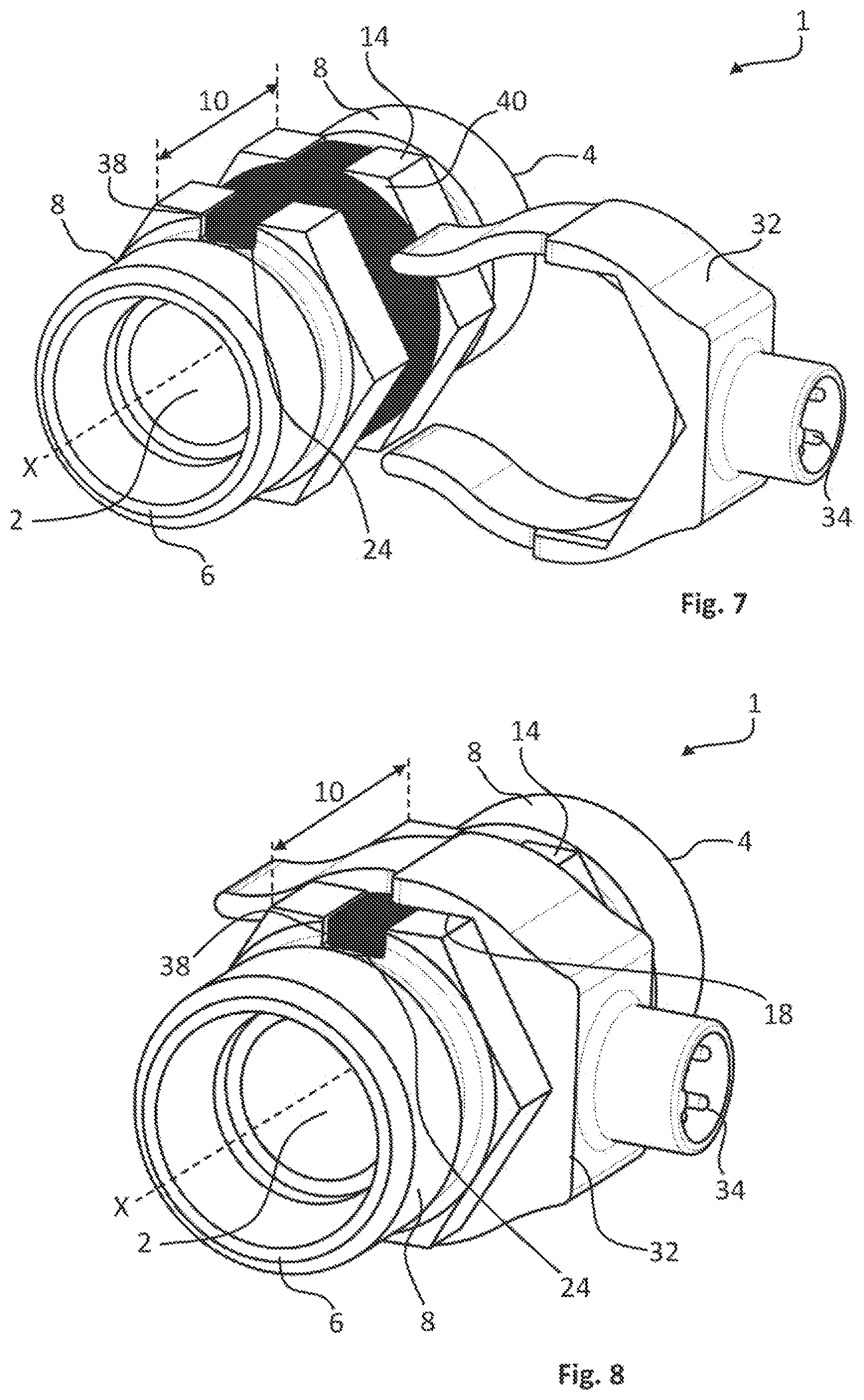 Patent US12306056 Figure 4 – Connecting piece for fluid-conducting line systems