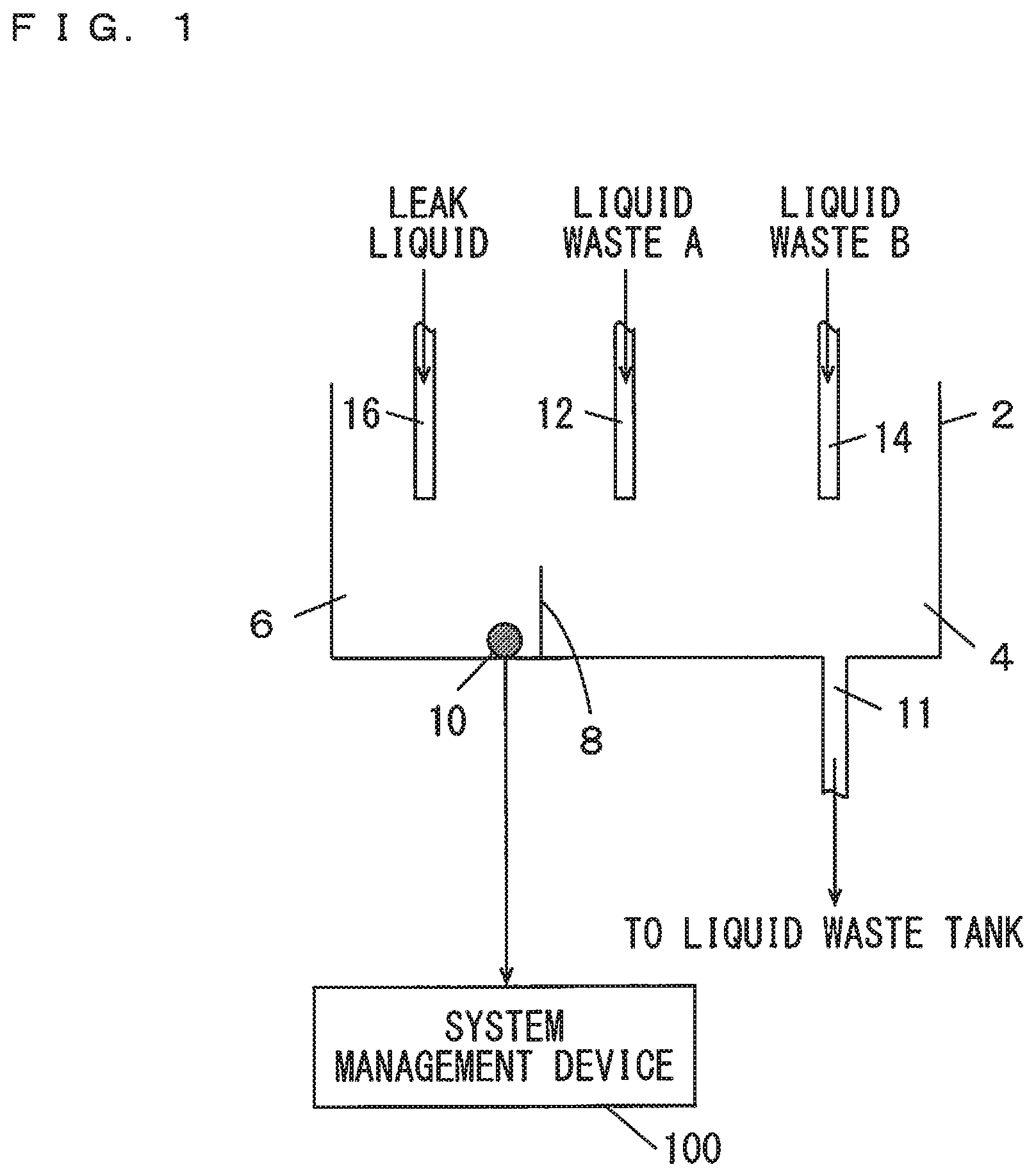 Patent US12306074 Figure 1 – Liquid waste monitoring device