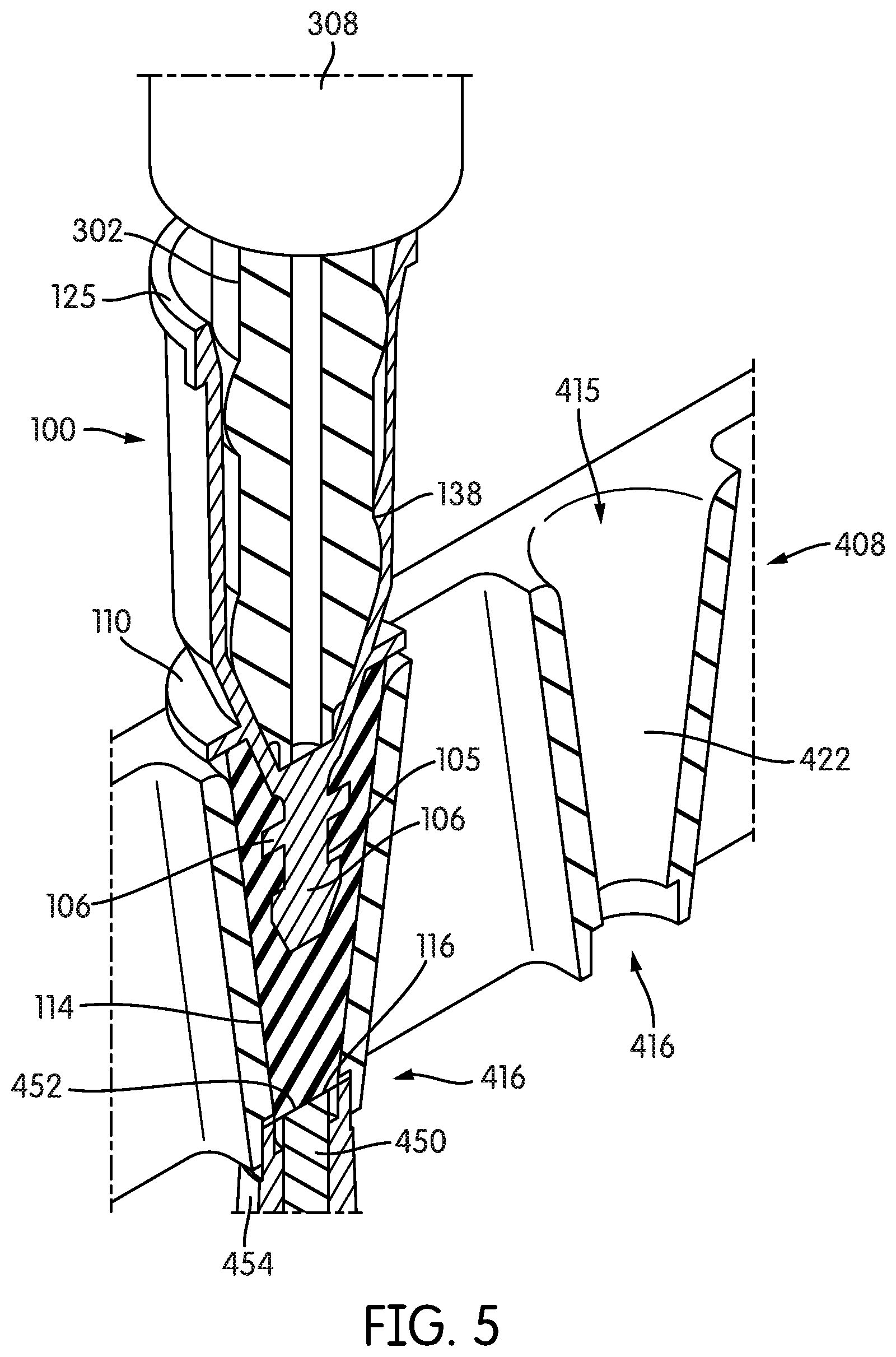 Patent US12306091 Figure 5 – Non-absorbent cleaning member with transport arm working end coupling element for use in a sample testing system