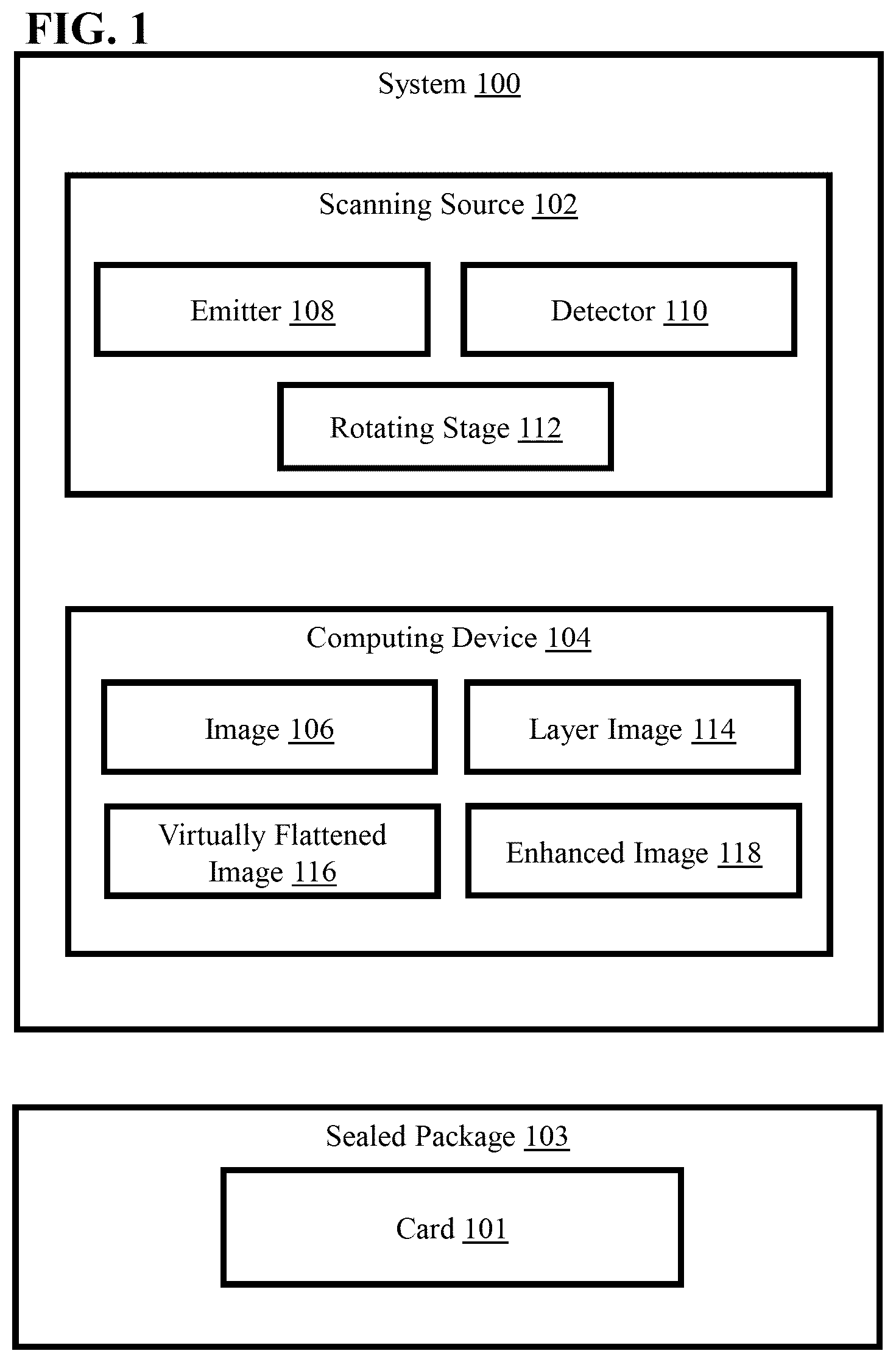 Patent US12306116 Figure 1 – Dual-purpose system for collectible card authentication, identification, and grading and anti-scanning protection