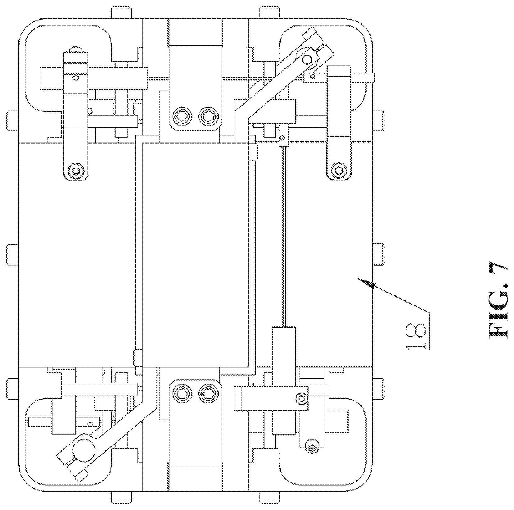Patent US12306142 Figure 7 – Clamp of elastic box of stiff true-triaxial testing system and displacement monitoring method for cuboid specimens