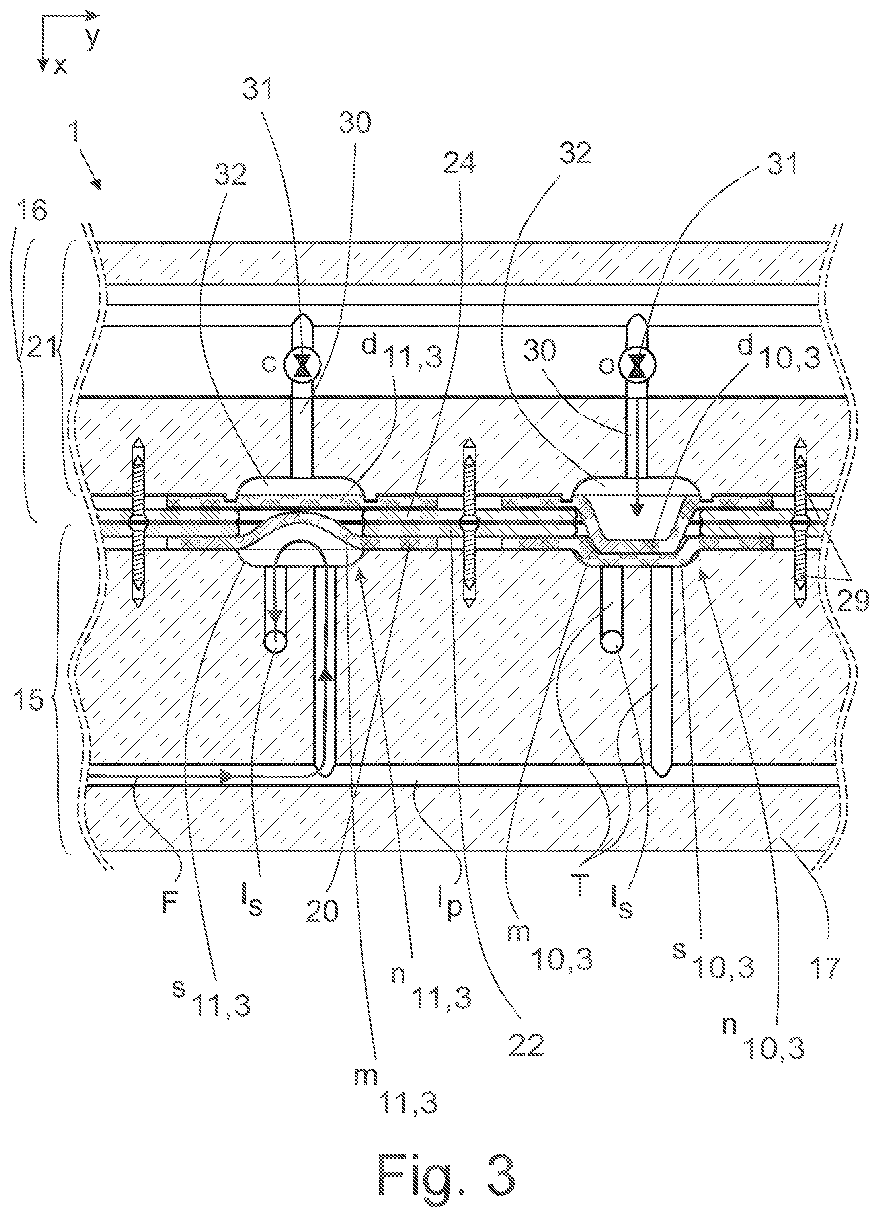 Patent US12306146 Figure 3 – Valve switching system for selectively interconnecting components of a bioprocess installation