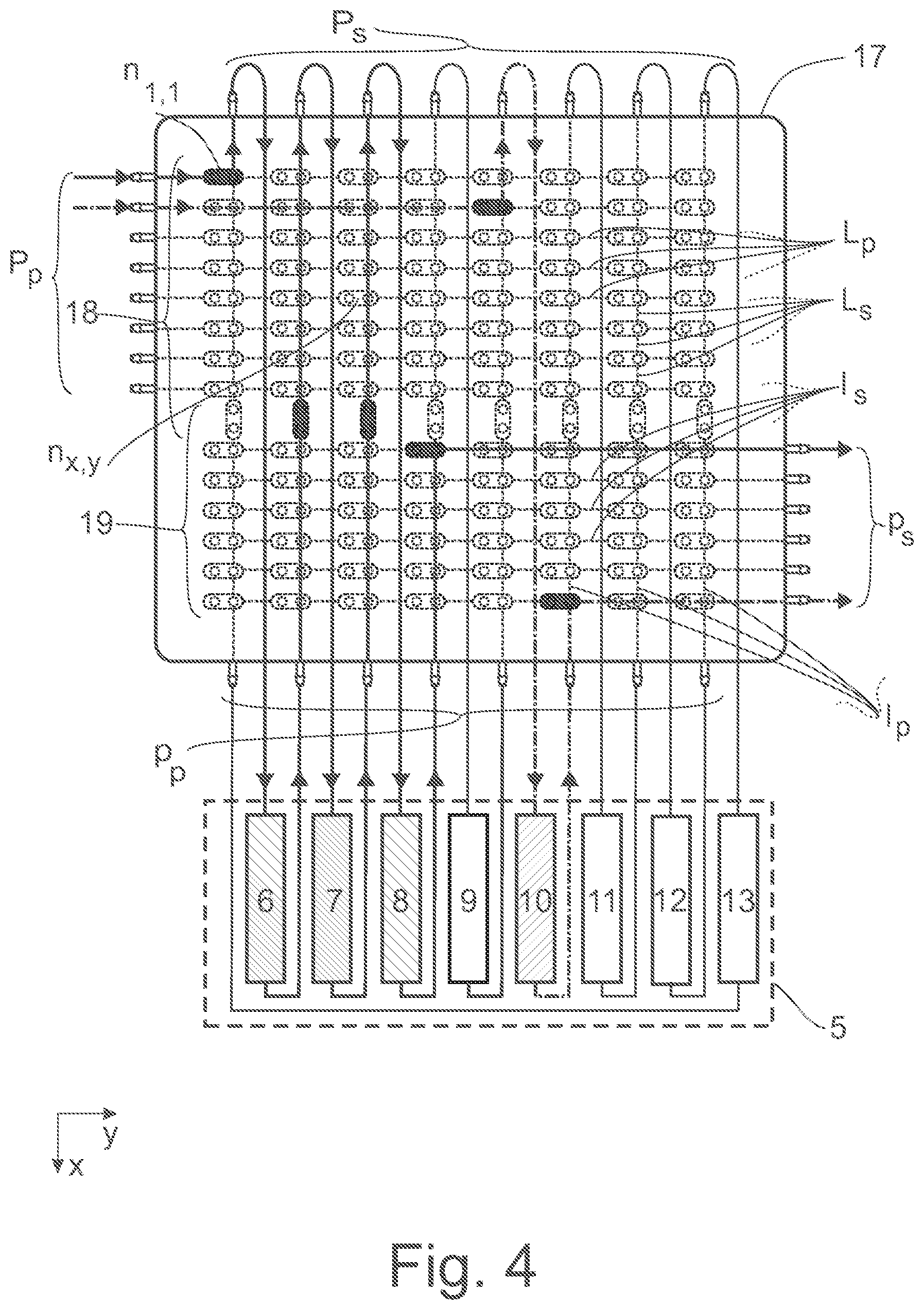 Patent US12306146 Figure 4 – Valve switching system for selectively interconnecting components of a bioprocess installation