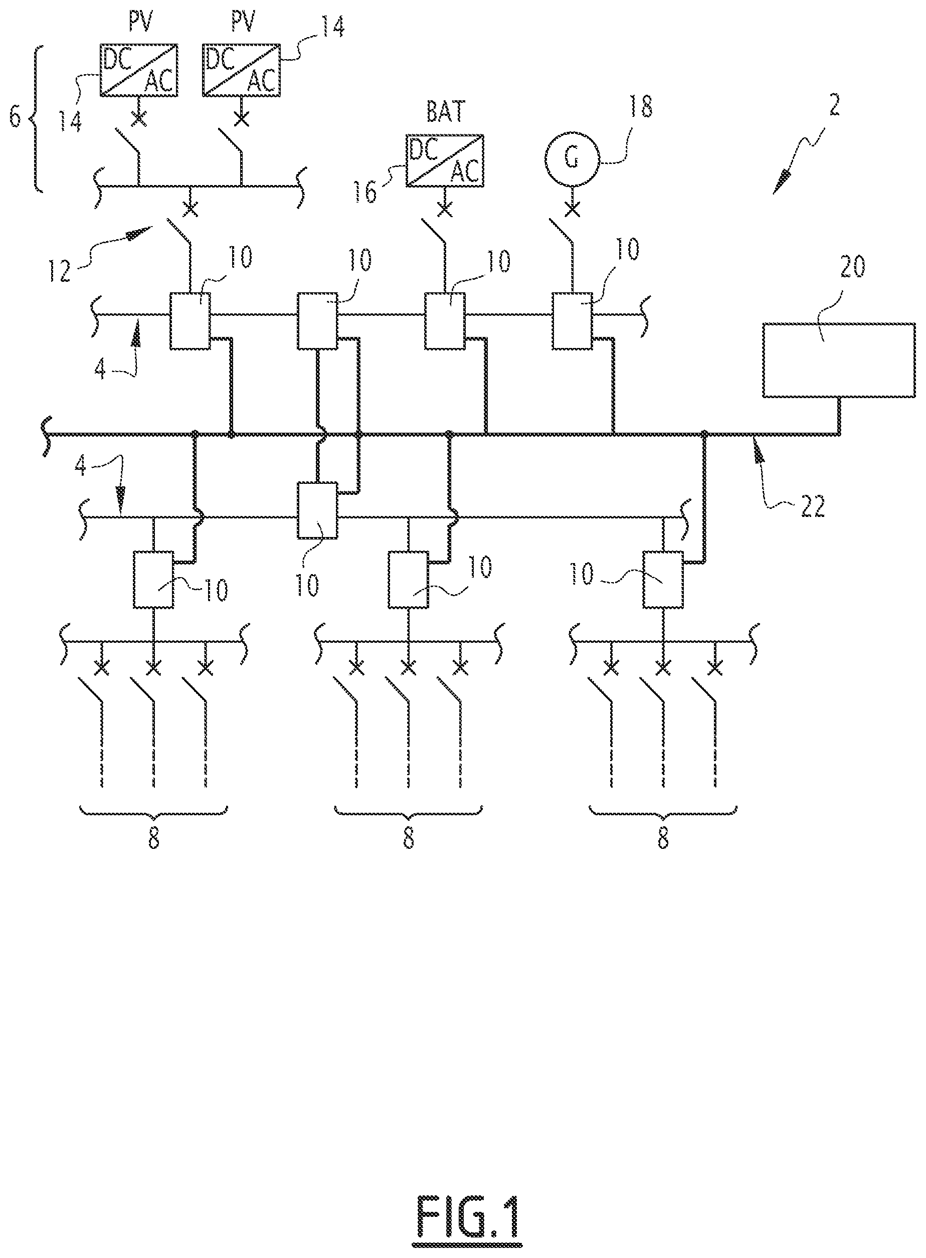 Patent US12306222 Figure 1 – Centralized electrical protection methods, devices and systems for microgrids