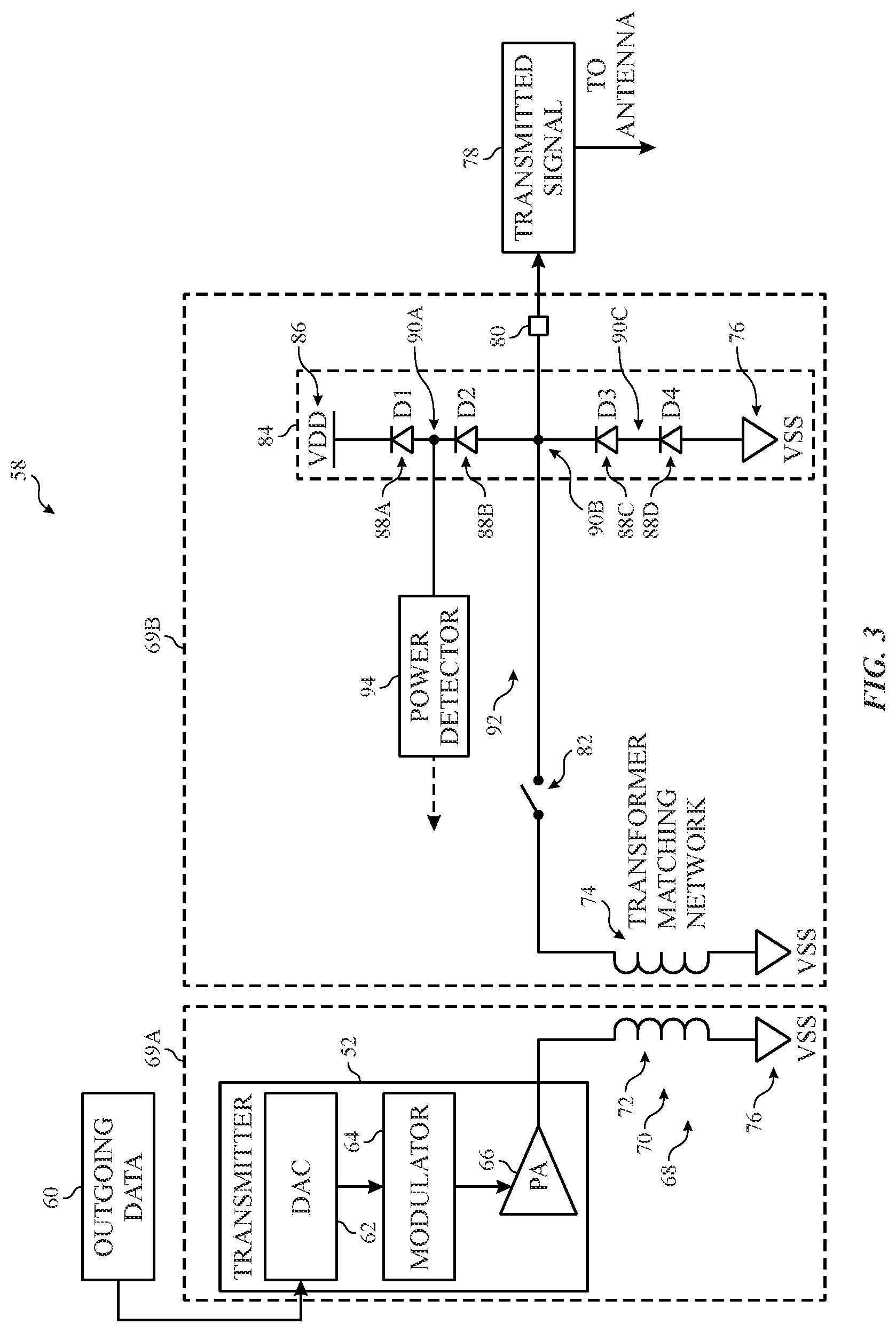 Patent US12306232 Figure 2 – Power detector for detecting radio frequency power output