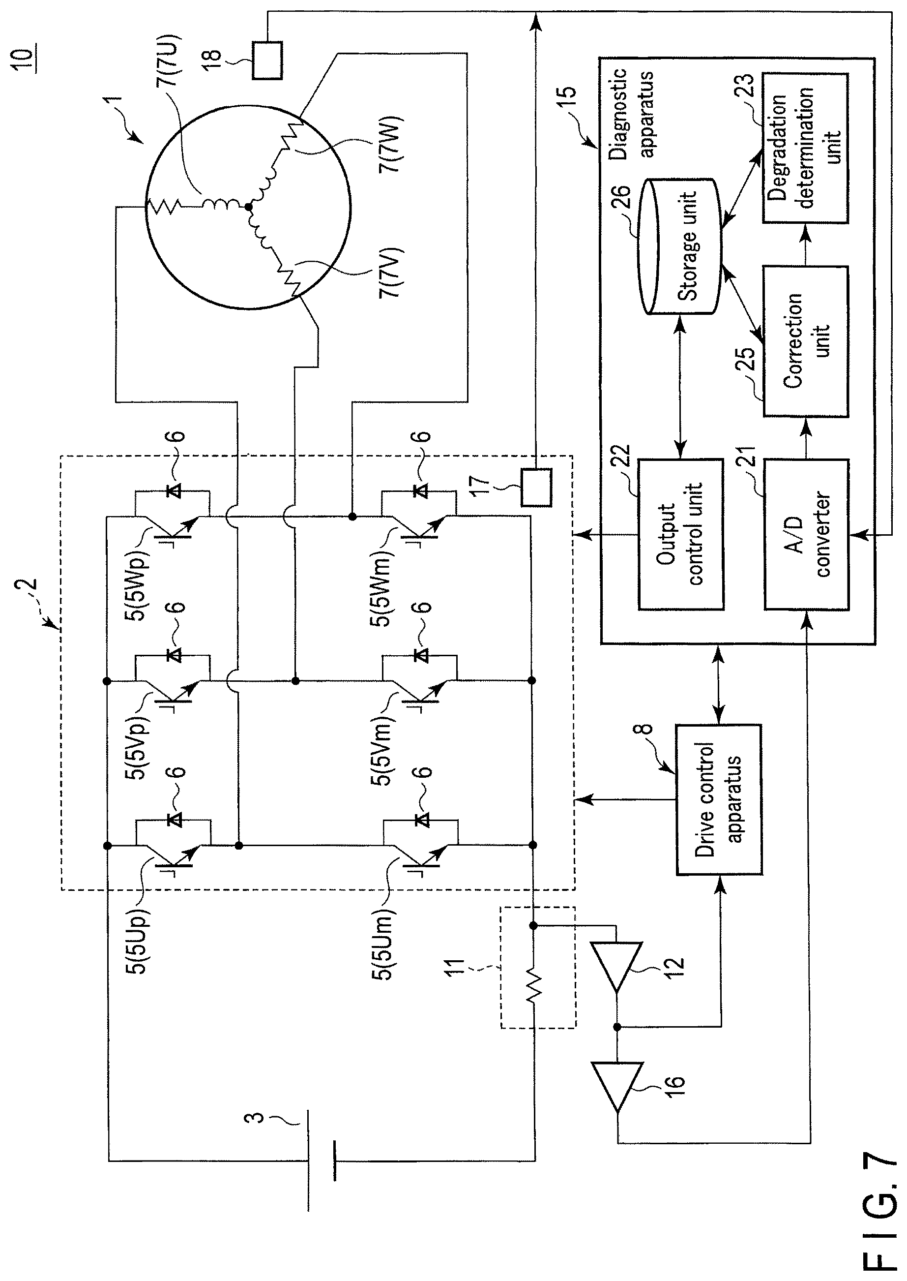 Patent US12306265 Figure 5 – Diagnostic apparatus, diagnostic system and diagnostic method of electric power converter and non-transitory storage medium