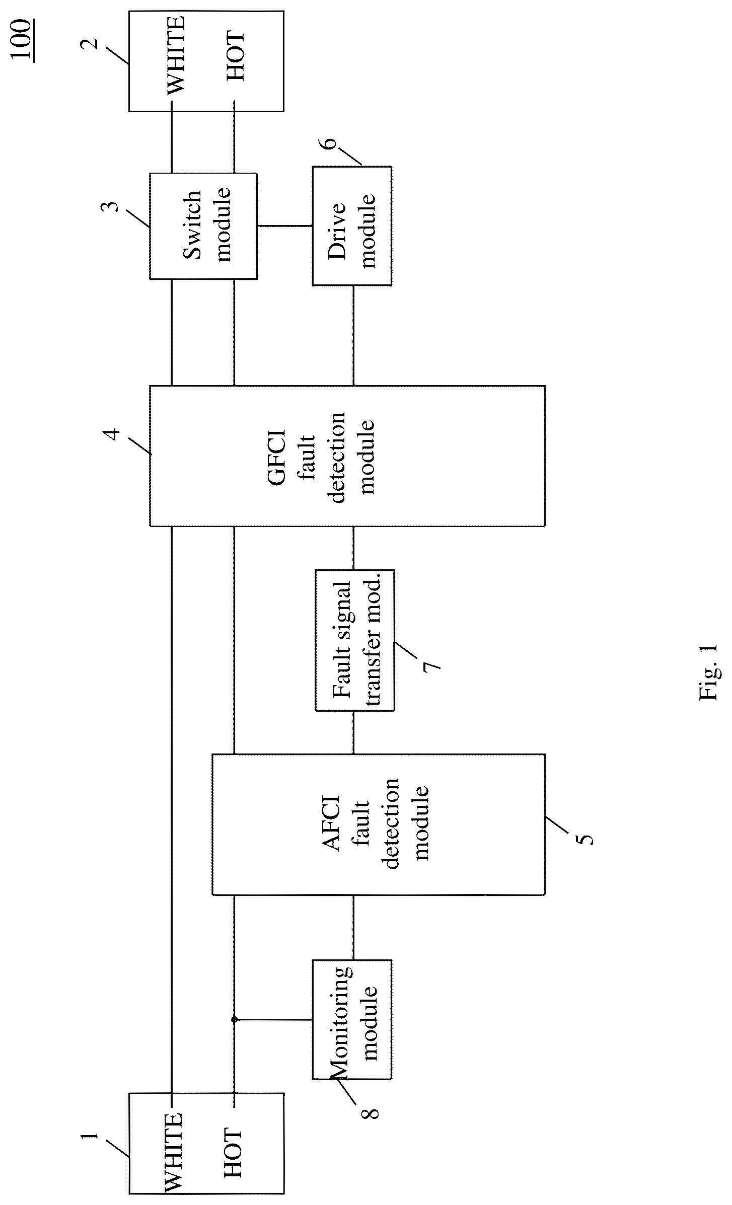 Patent US12306270 Figure 1 – Electrical fault detection and interruption device and related electrical connectors and electrical appliances