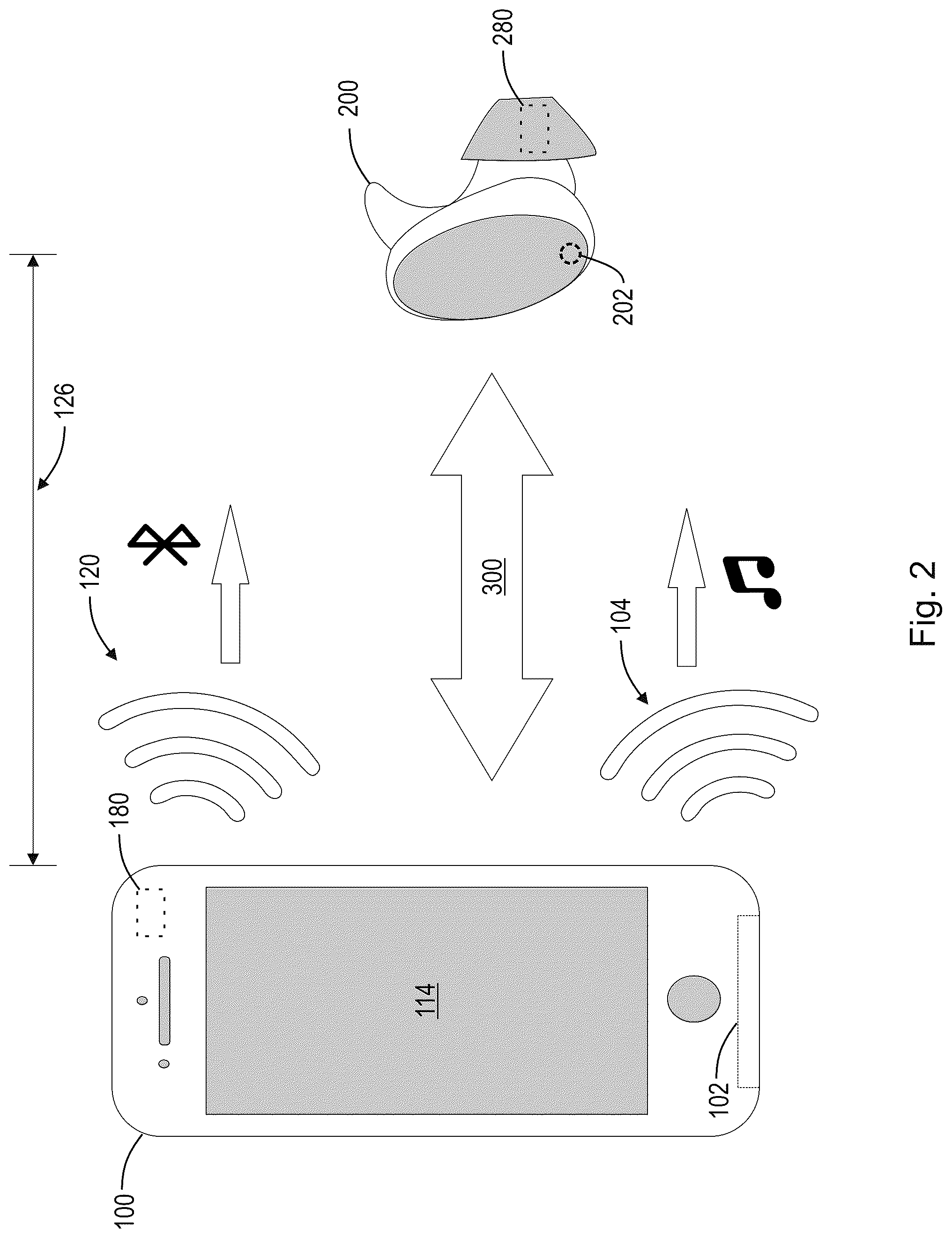 Patent US12306283 Figure 2 – Audio-based method for determining device distance