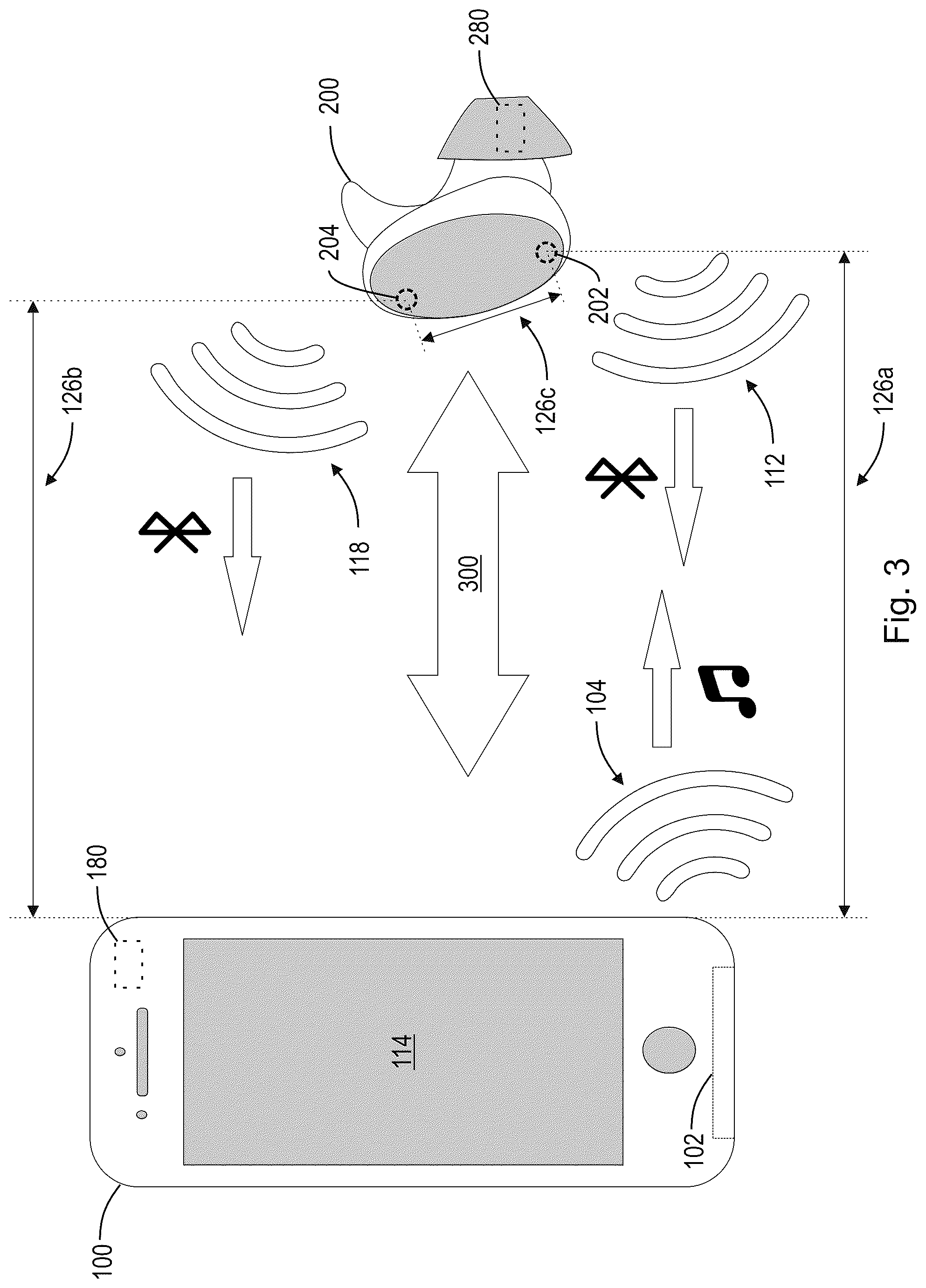 Patent US12306283 Figure 3 – Audio-based method for determining device distance