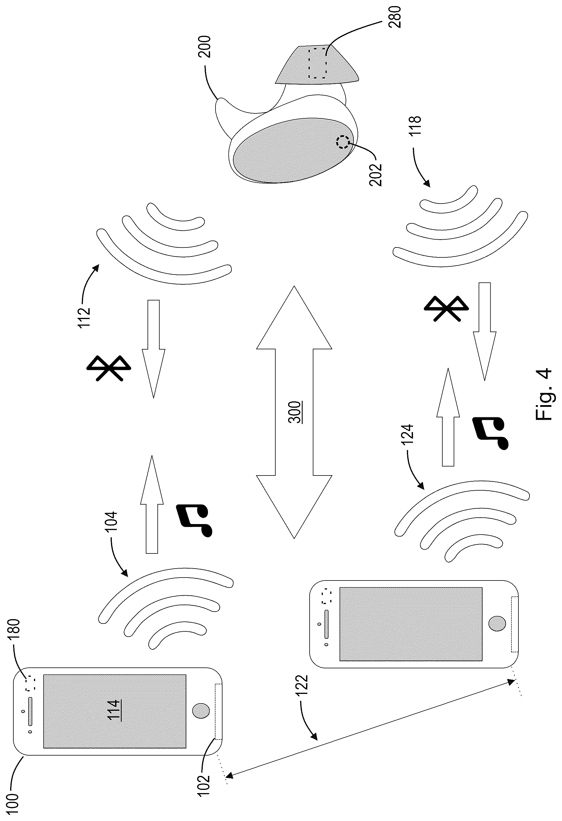 Patent US12306283 Figure 4 – Audio-based method for determining device distance