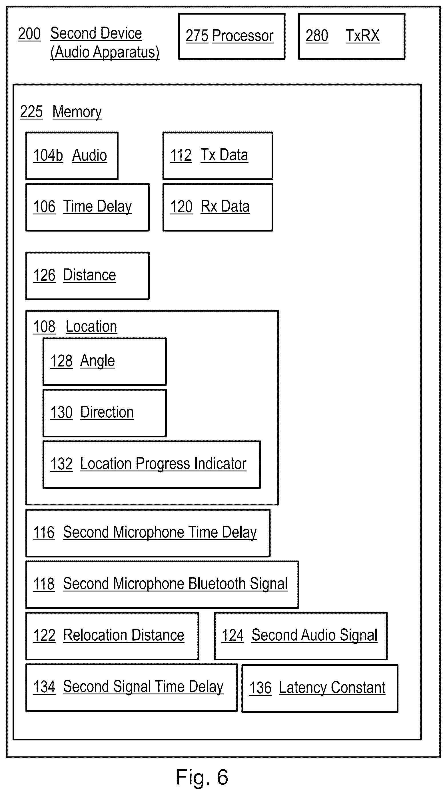 Patent US12306283 Figure 6 – Audio-based method for determining device distance