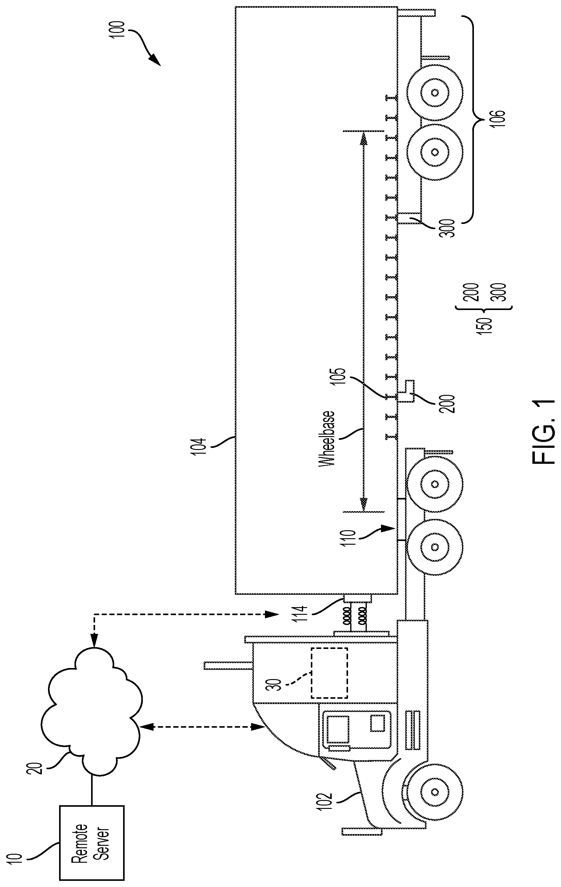 Patent US12306294 Figure 1 – Trailer tandem position sensor