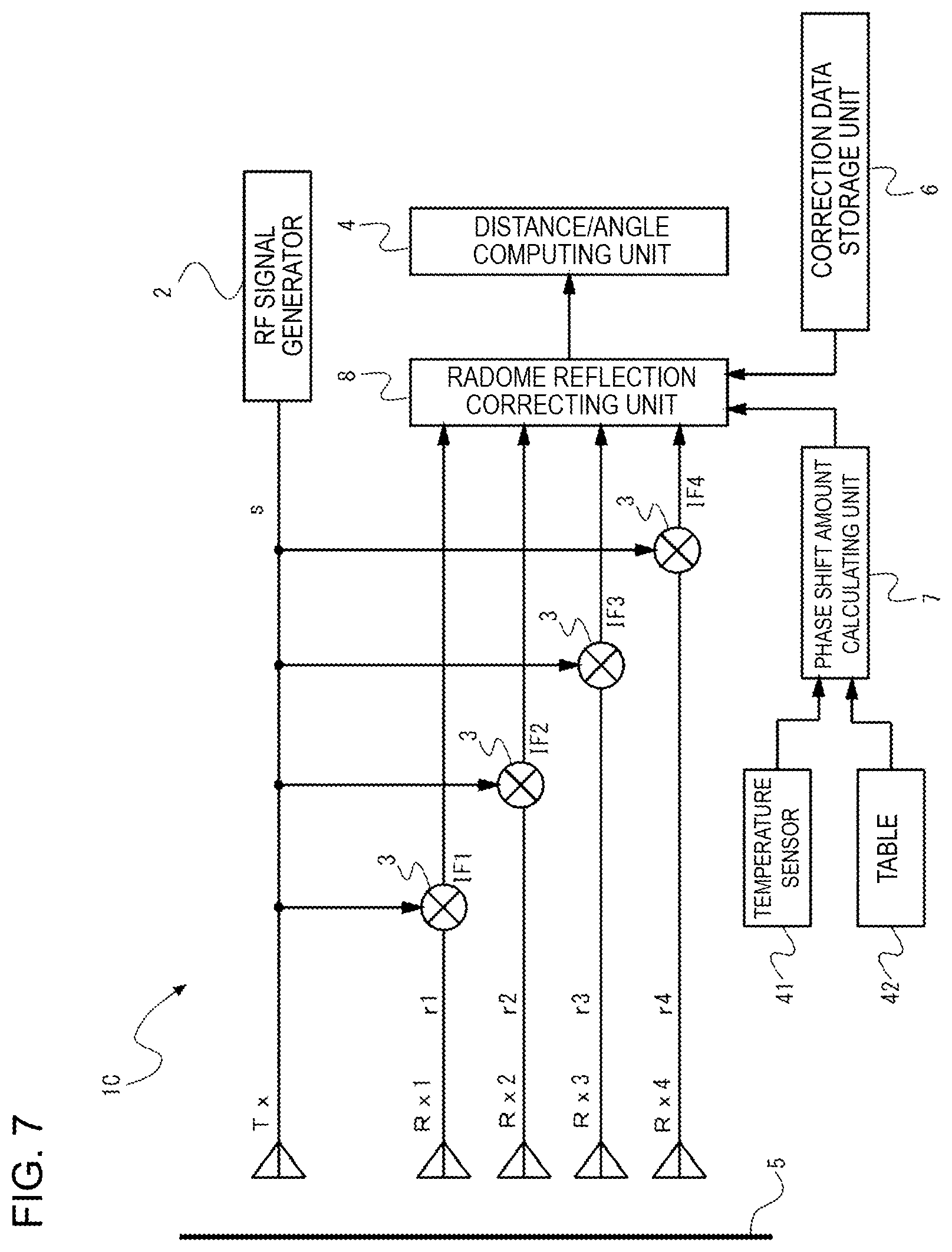 Patent US12306330 Figure 7 – Radar device and vehicle equipped with same