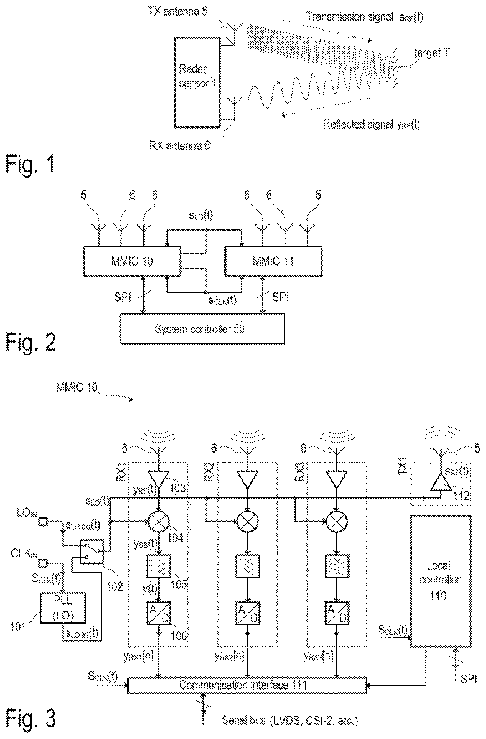 Patent US12306336 Figure 1 – Radar system with balancing of the reception channels over a plurality of radar chips