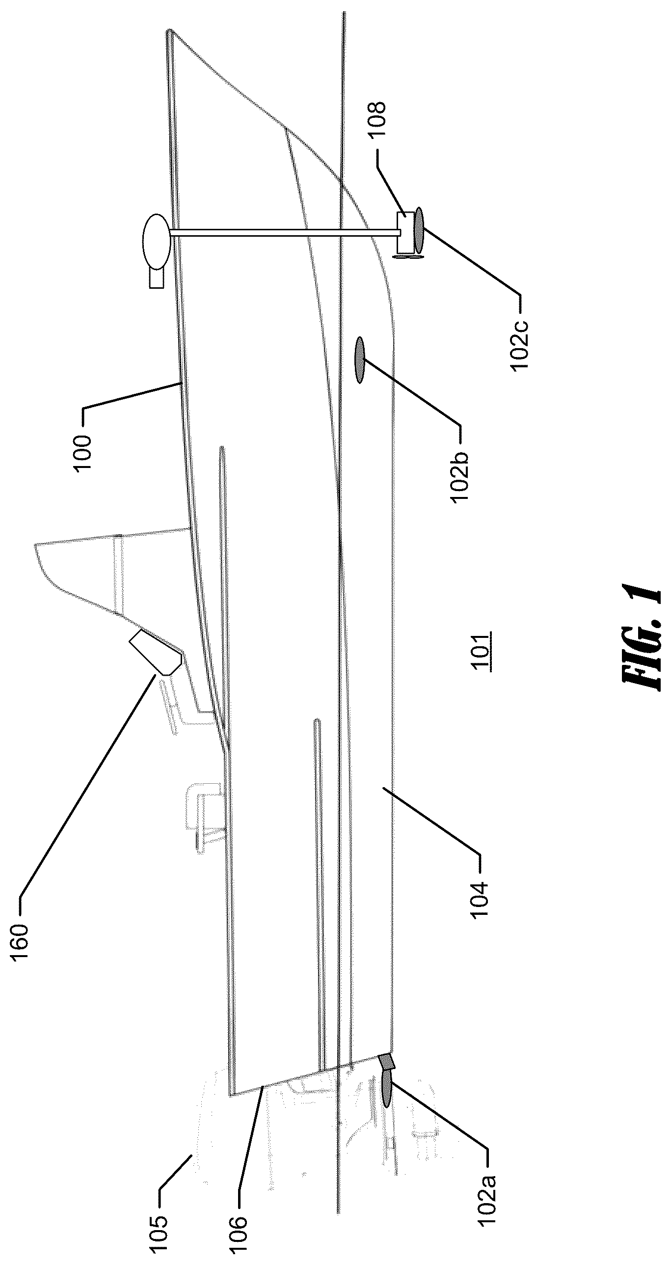 Patent US12306353 Figure 1 – Beamforming sonar systems for 360-degree live sonar, and associated methods