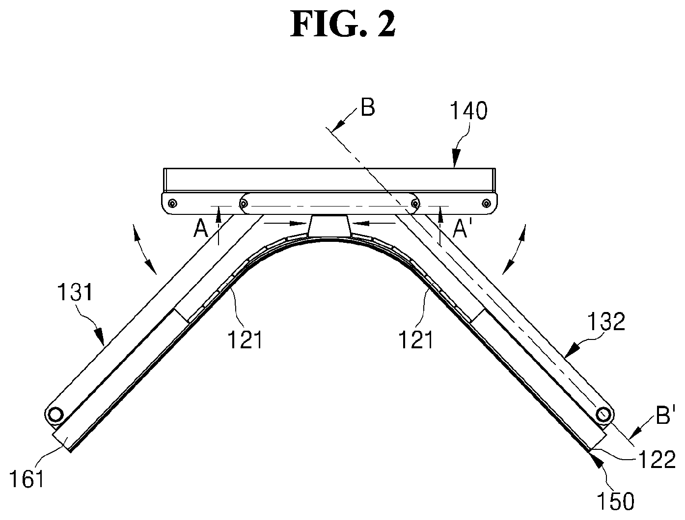 Patent US12306358 Figure 2 – Radiation inspection apparatus including a radiation detector comprising a radiation detecting panel, a bendtng support unit, and a bending adjustment unit