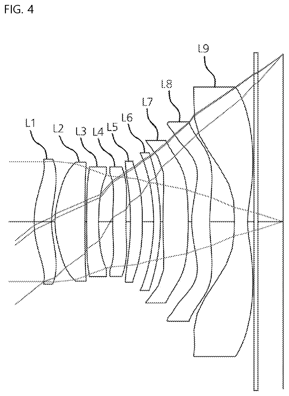 Patent US12306384 Figure 4 – Small wide-angle lens system