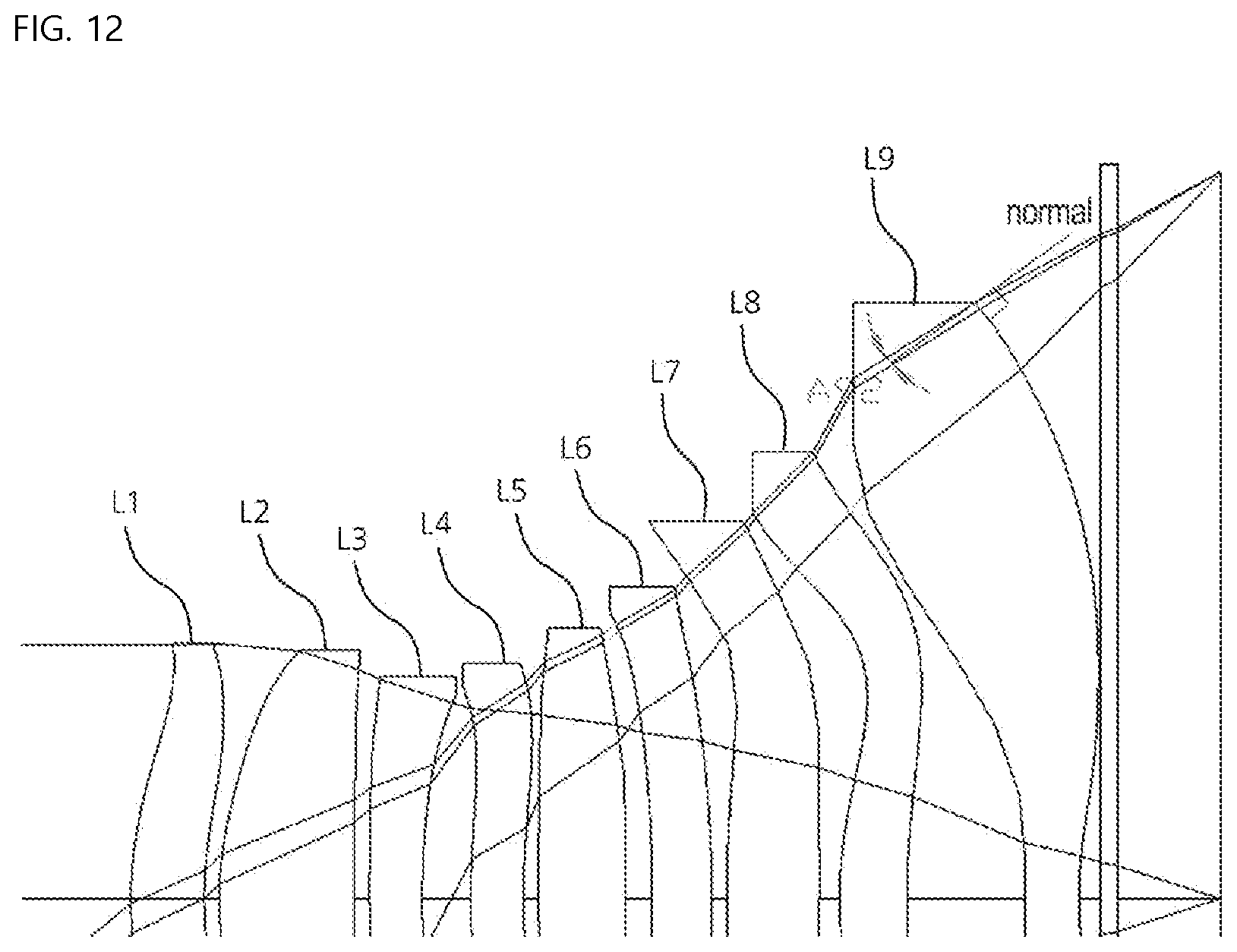 Patent US12306384 Figure 12 – Small wide-angle lens system