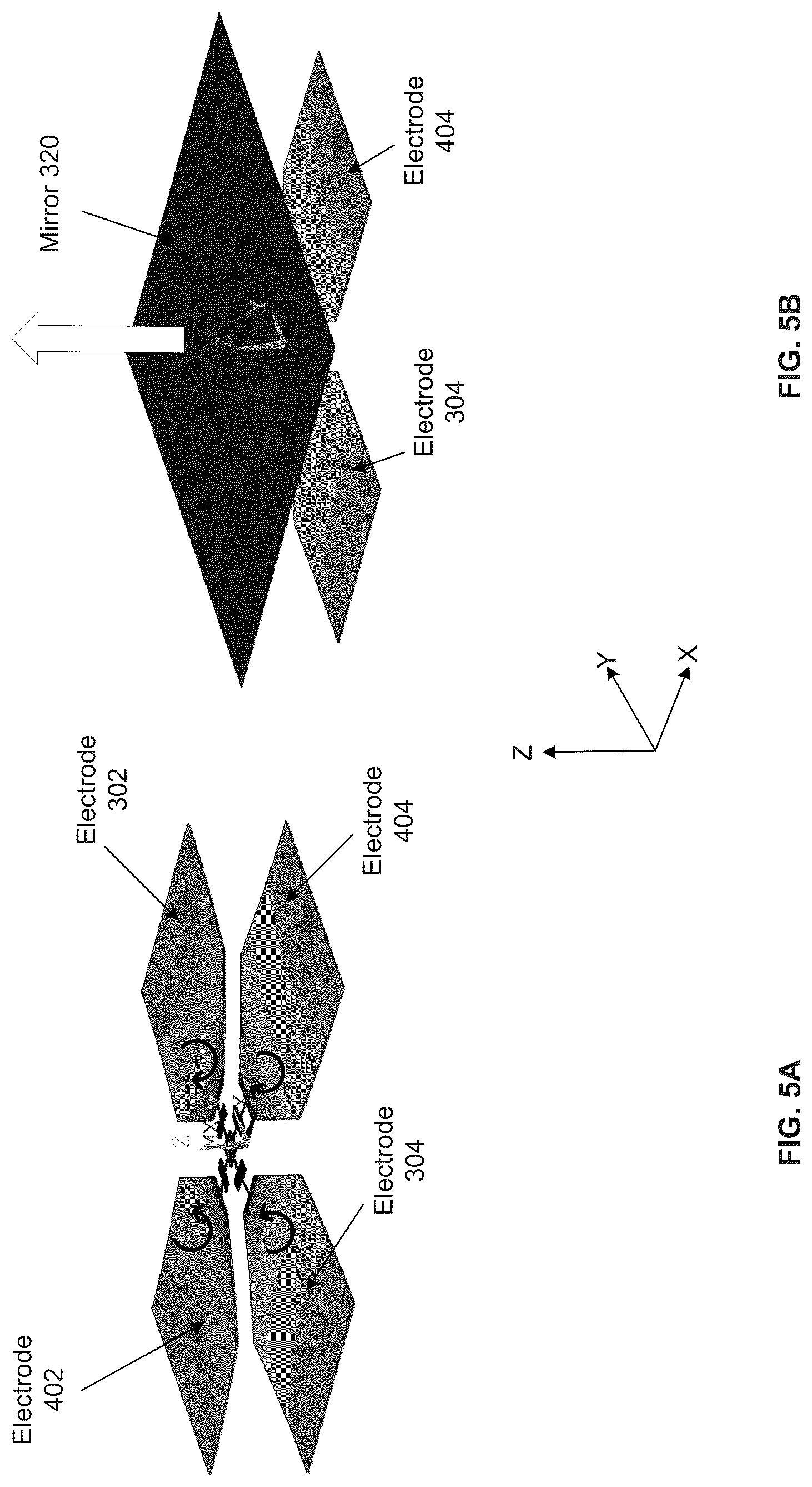 Patent US12306398 Figure 8 – Two-axis scanning mirror using piezoelectric drivers and serpentine torsion springs