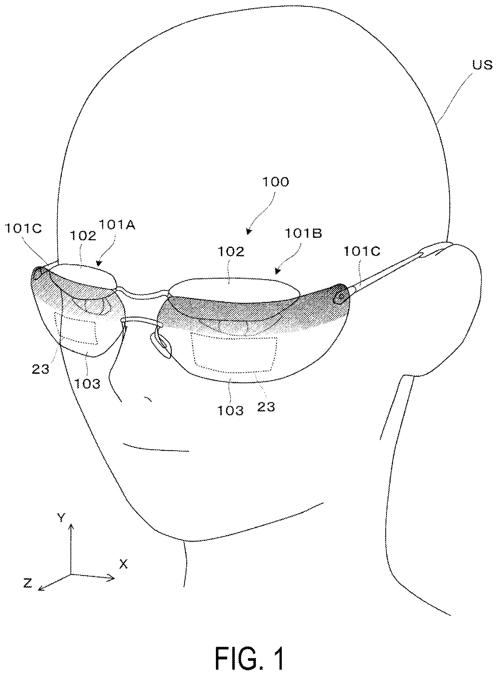 Patent US12306401 Figure 1 – Display module having light-shielding portions with apertures having different shapes, virtual display apparatus, and manufacturing method for light-guiding optical device