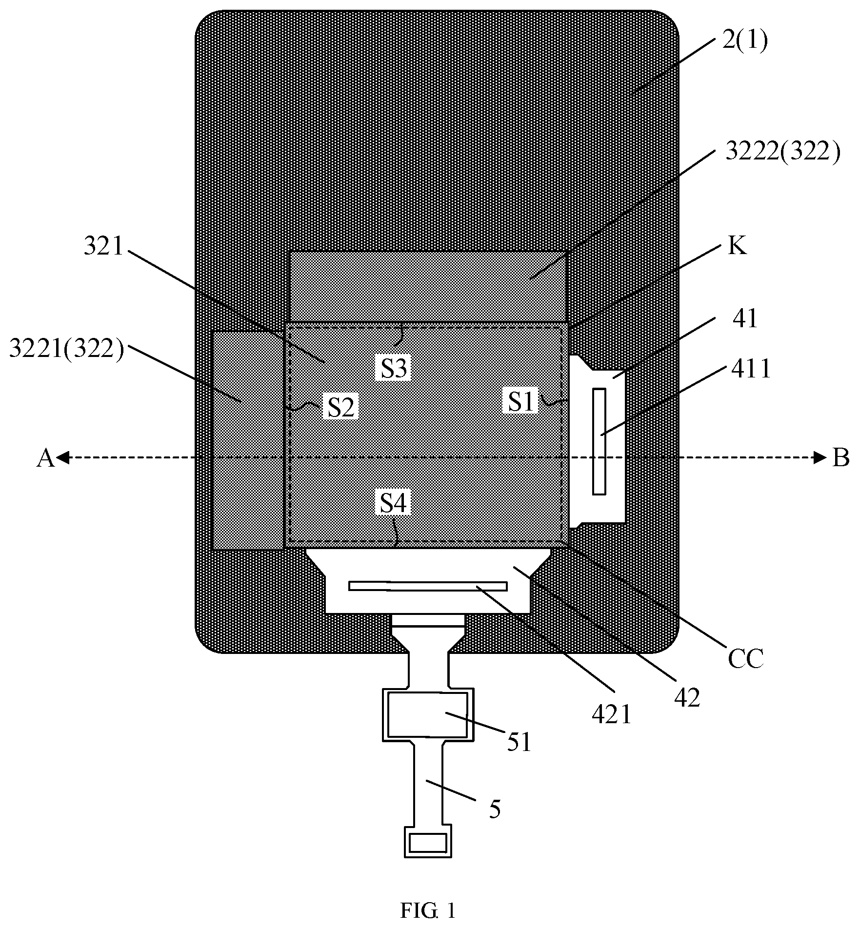 Patent US12306416 Figure 1 – Display device and method for fabricating display device
