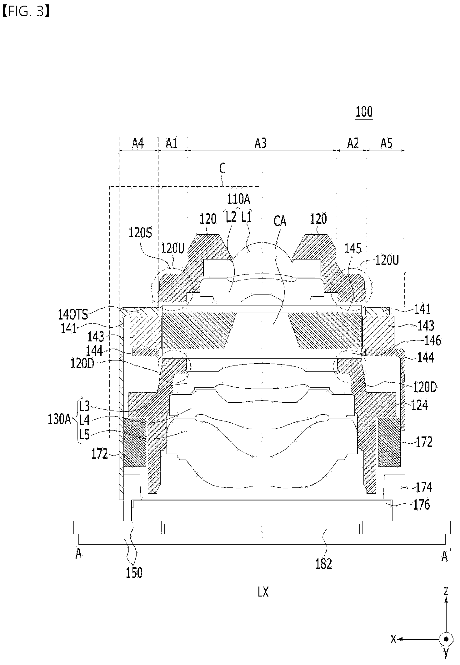 Patent US12306420 Figure 3 – Liquid lens, camera module and optical device including the same