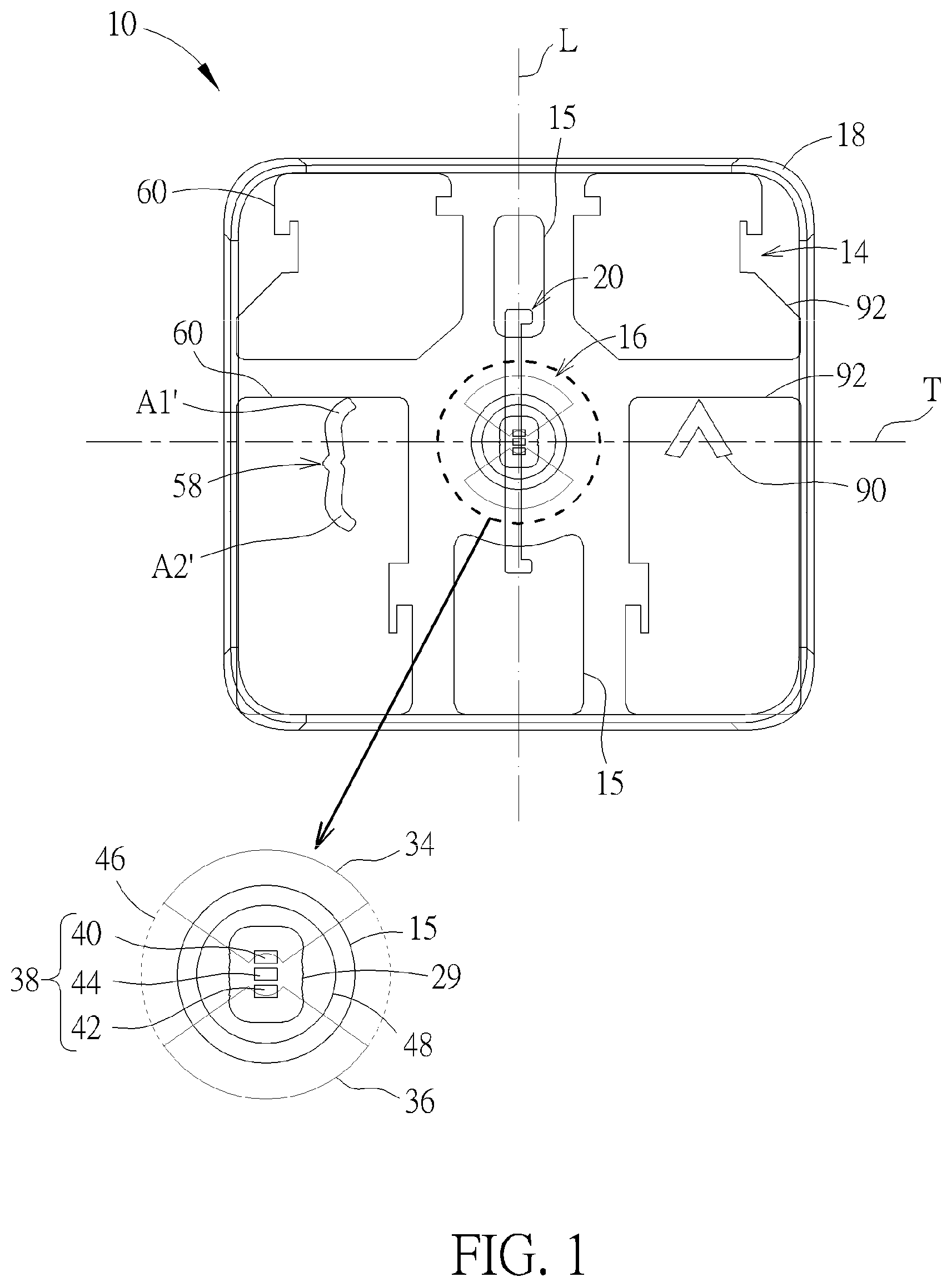 Patent US12306431 Figure 1 – Keyswitch having backlight module with multiple lighting units and light modifiers