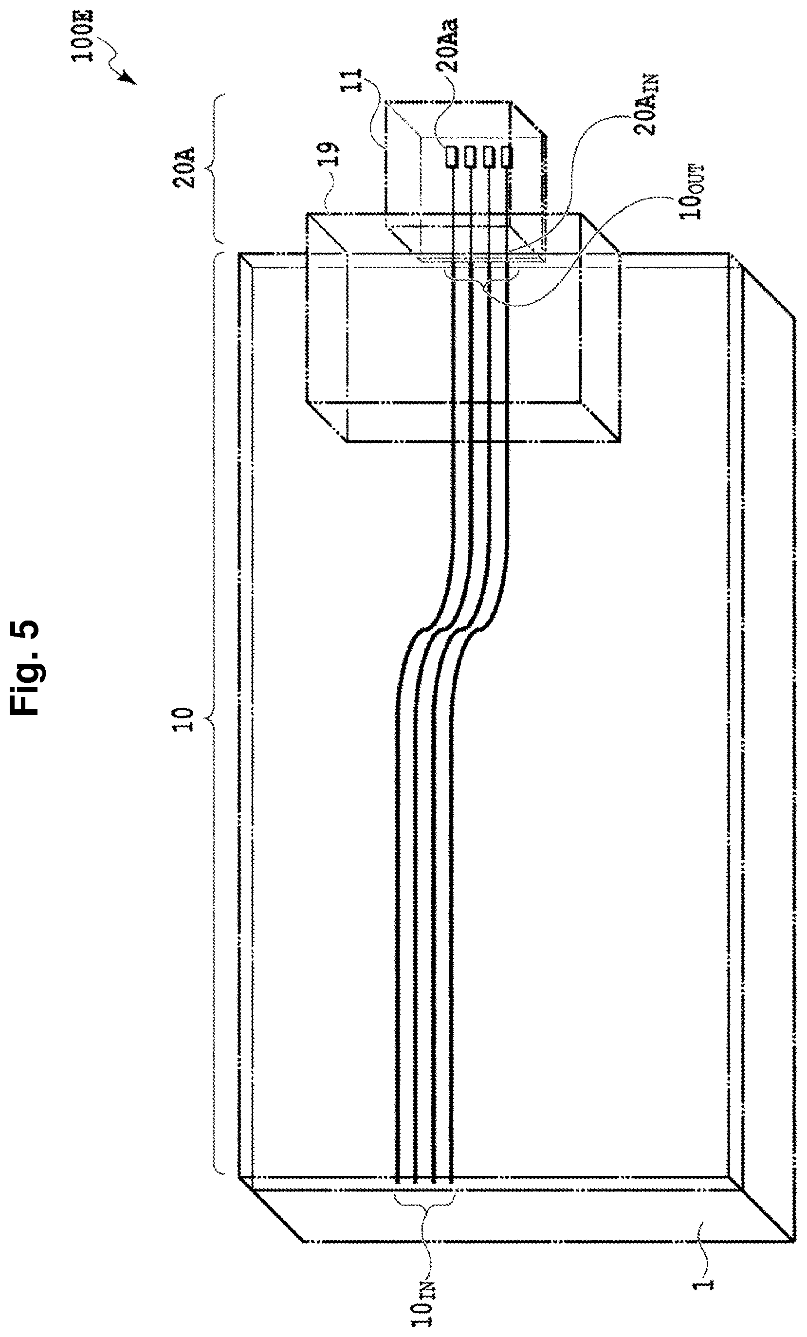 Patent US12306440 Figure 5 – Photonic integrated optical device with an optical functional element and planar lightwave circuit