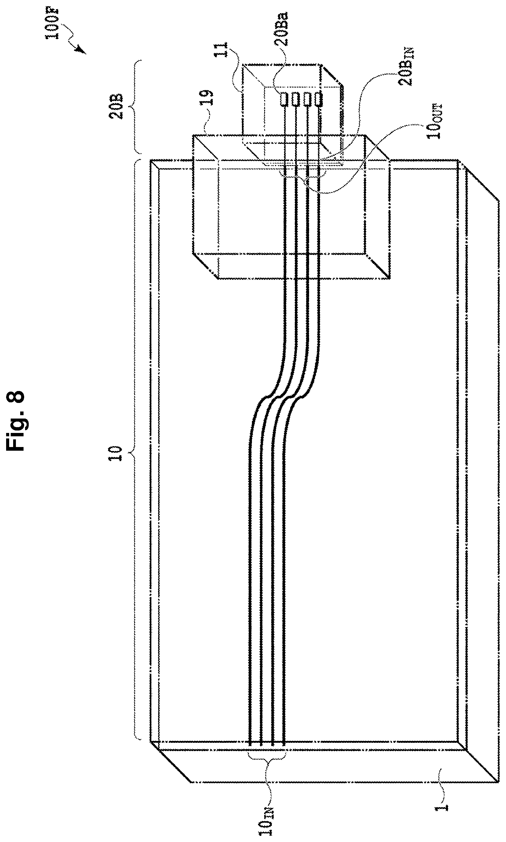 Patent US12306440 Figure 8 – Photonic integrated optical device with an optical functional element and planar lightwave circuit