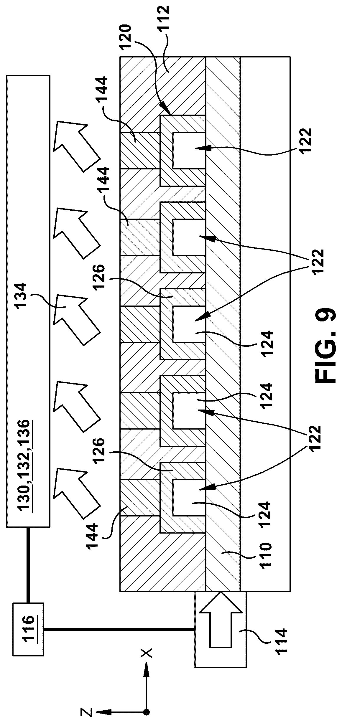 Patent US12306442 Figure 7 – Structure including grating coupler with optofluidic grating channels