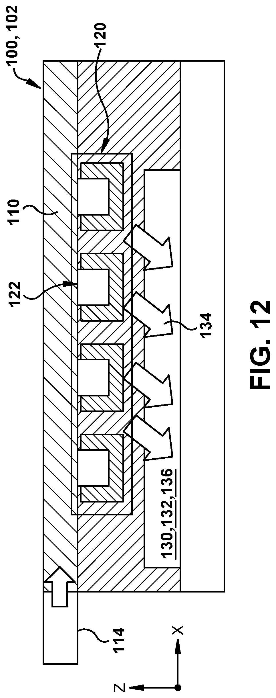 Patent US12306442 Figure 10 – Structure including grating coupler with optofluidic grating channels