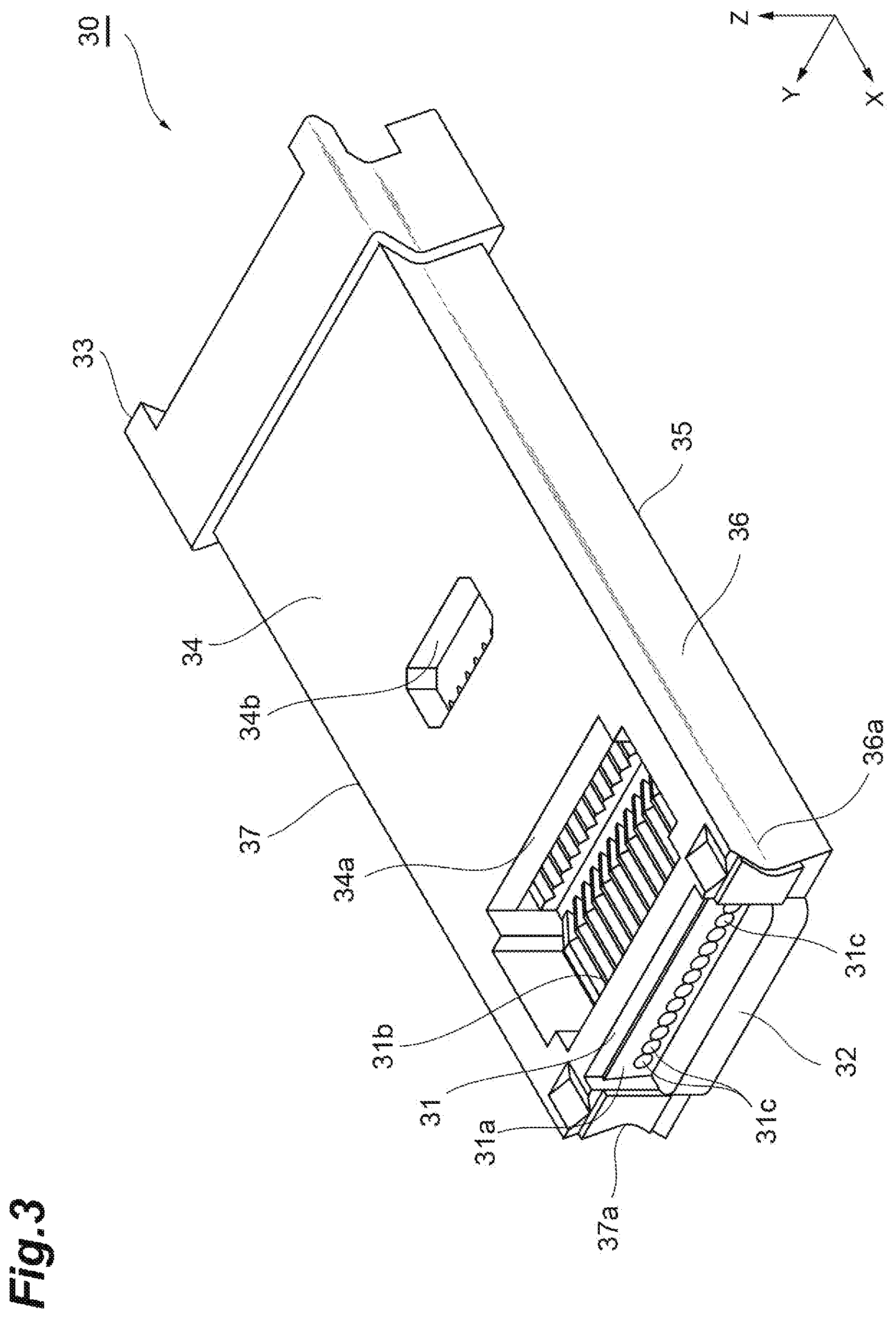 Patent US12306446 Figure 3 – Ferrule and optical connector