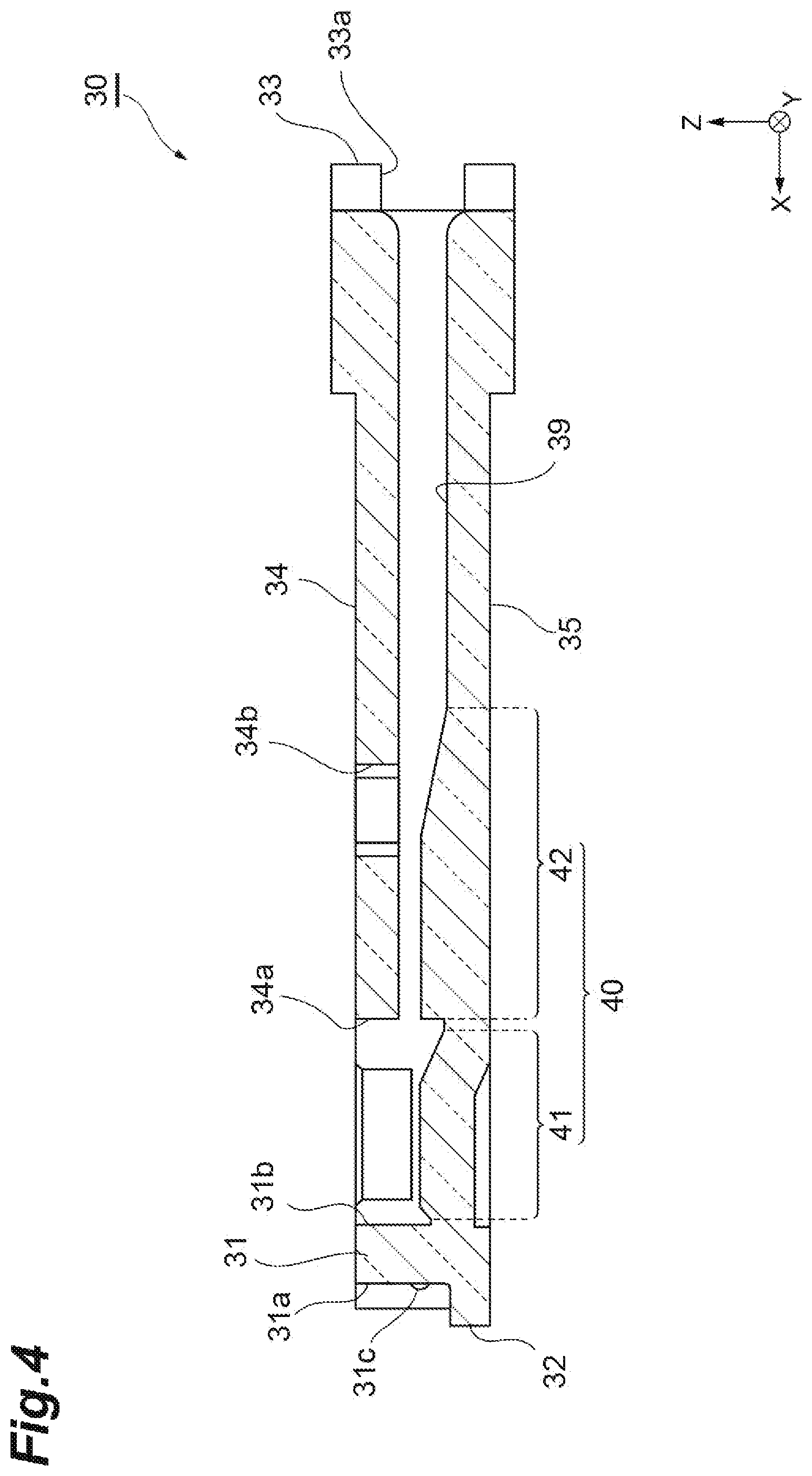 Patent US12306446 Figure 4 – Ferrule and optical connector