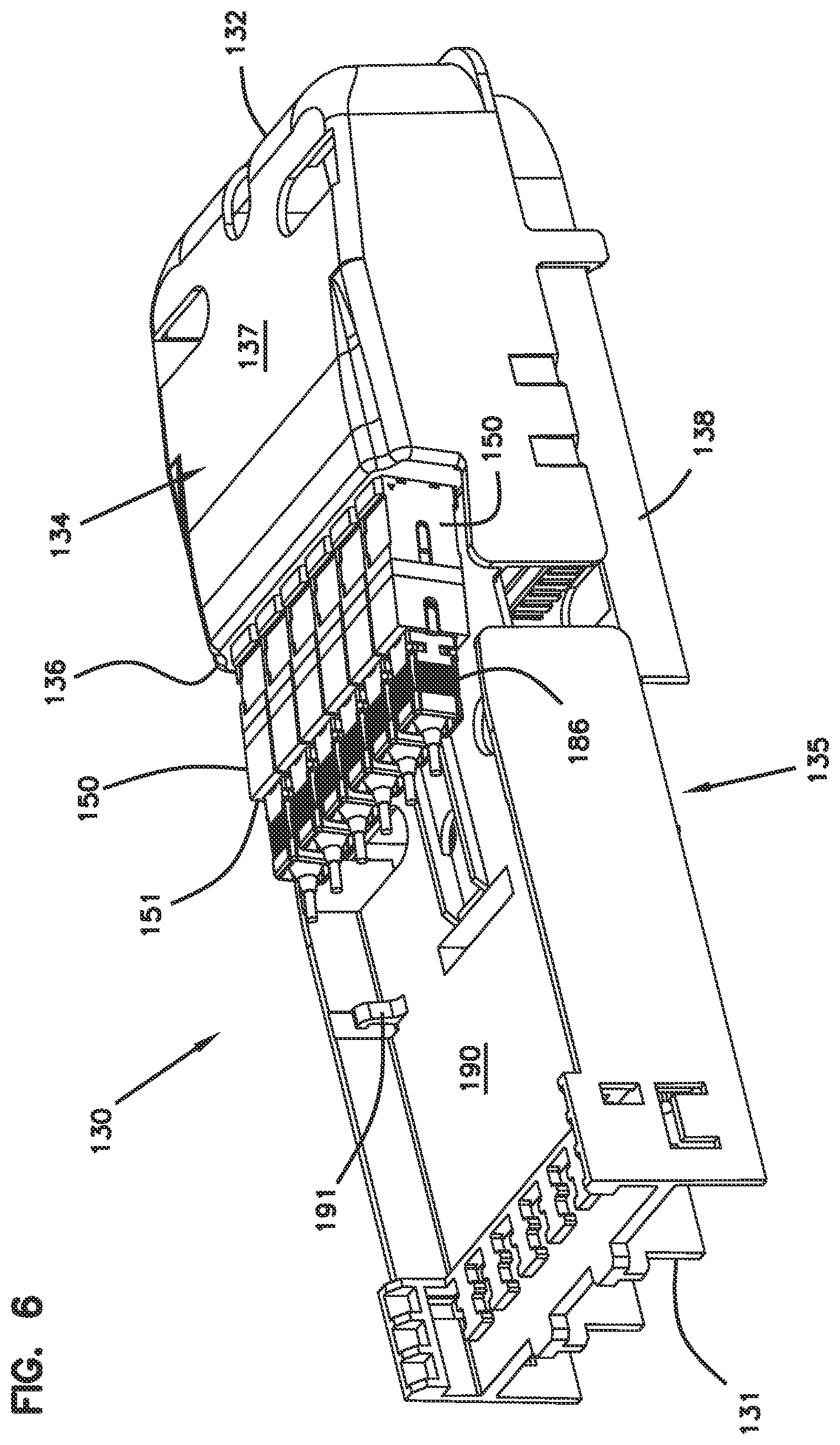 Patent US12306449 Figure 6 – Cable sealant arrangement with port size reducer