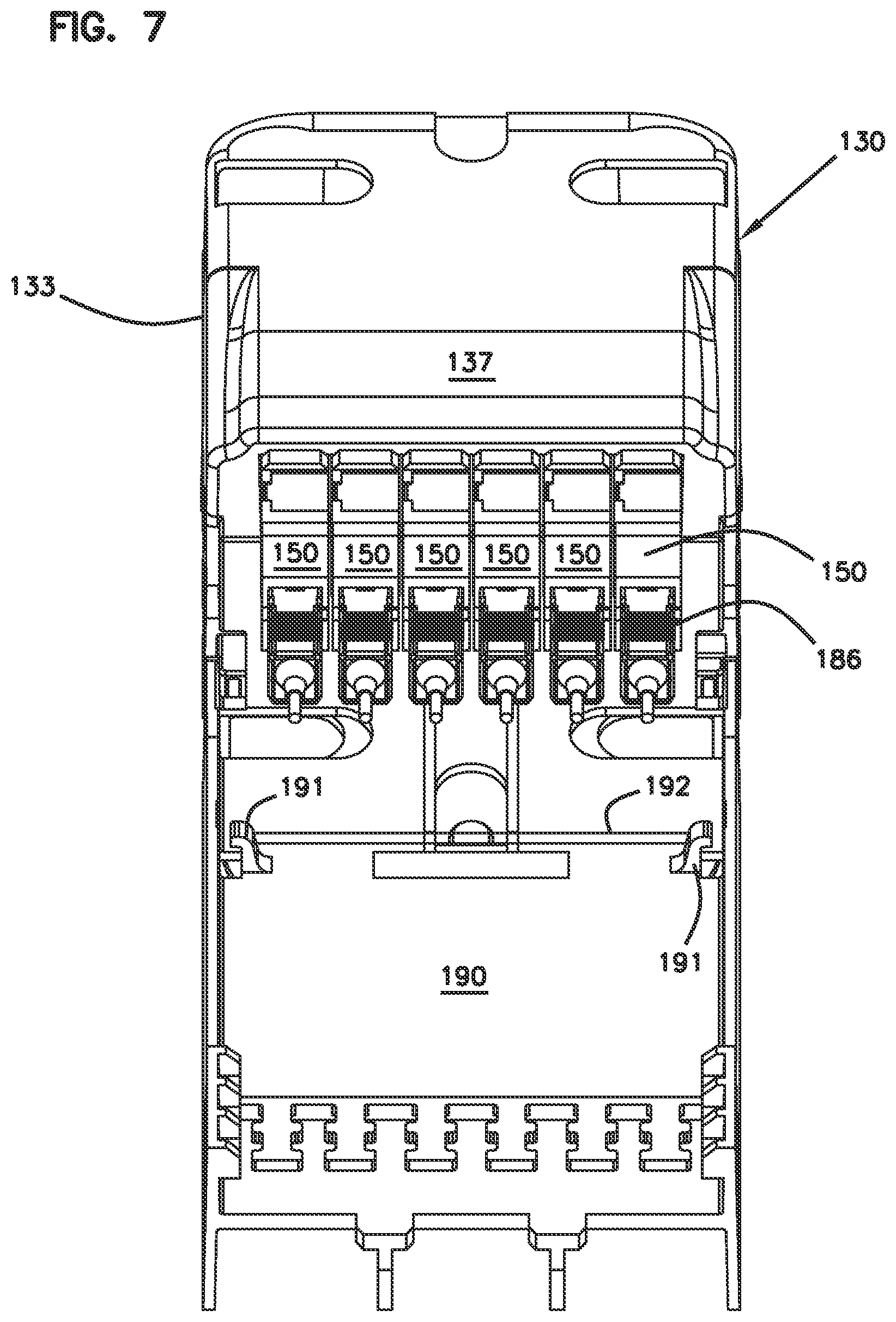 Patent US12306449 Figure 7 – Cable sealant arrangement with port size reducer