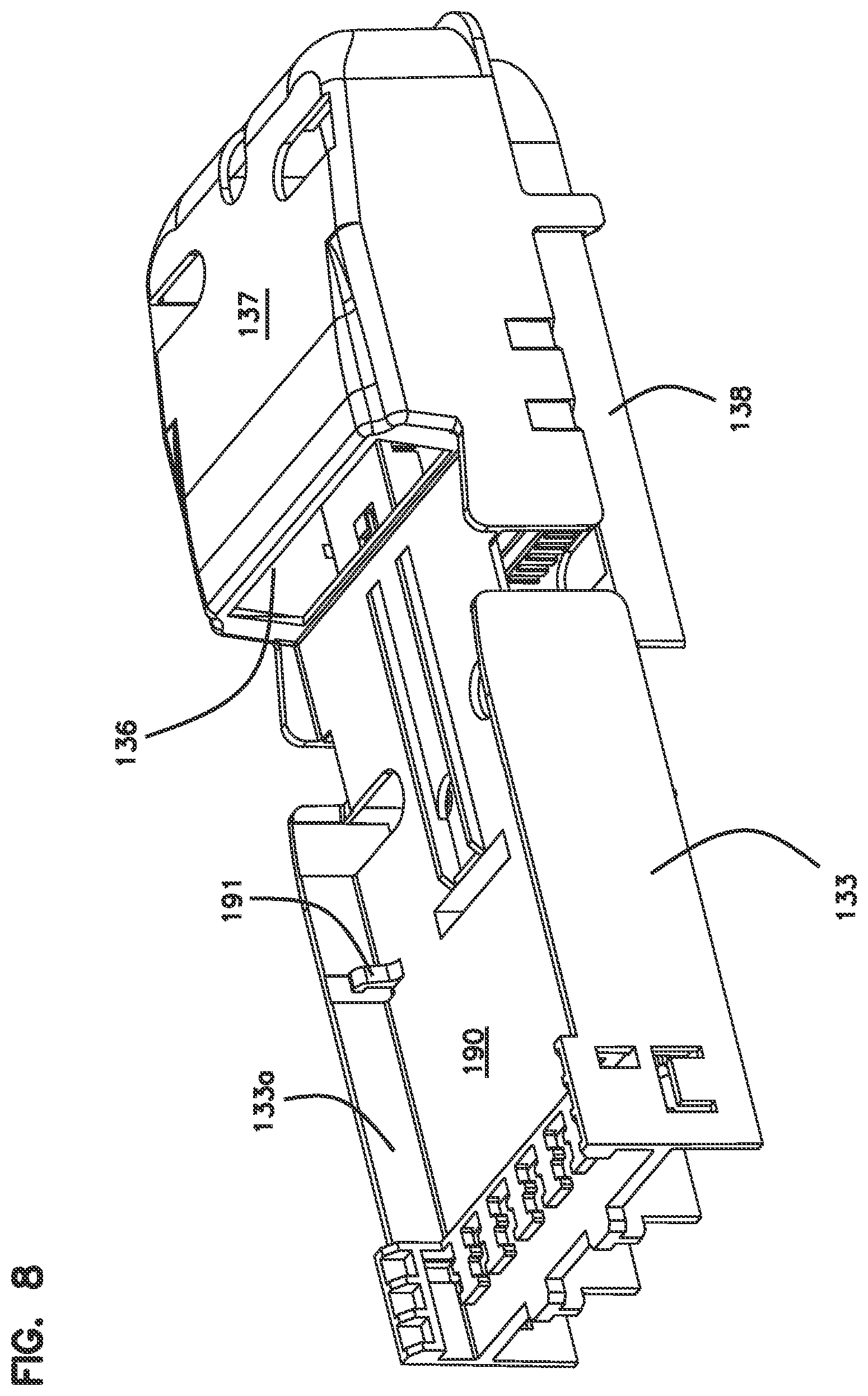 Patent US12306449 Figure 8 – Cable sealant arrangement with port size reducer