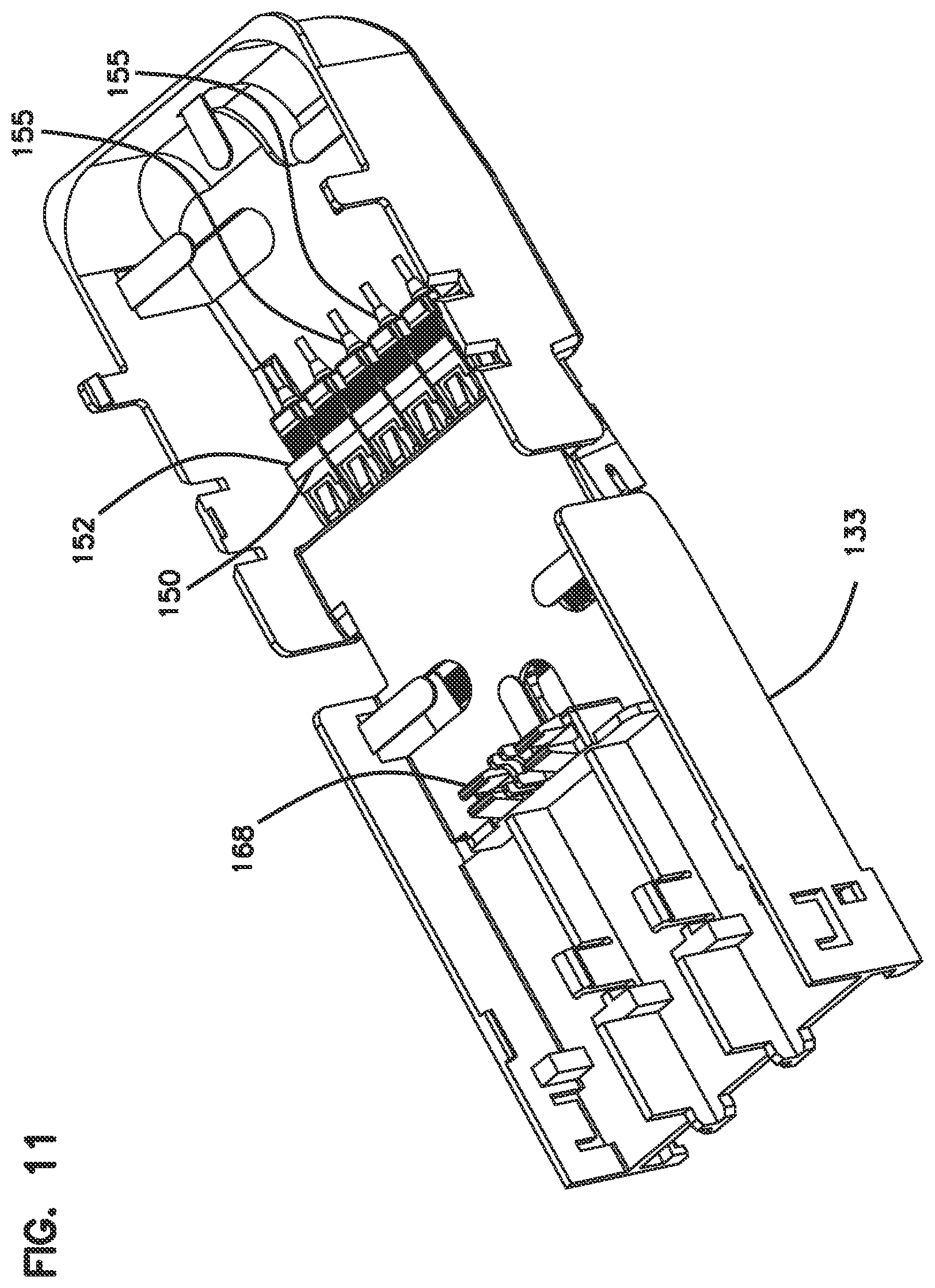 Patent US12306449 Figure 11 – Cable sealant arrangement with port size reducer