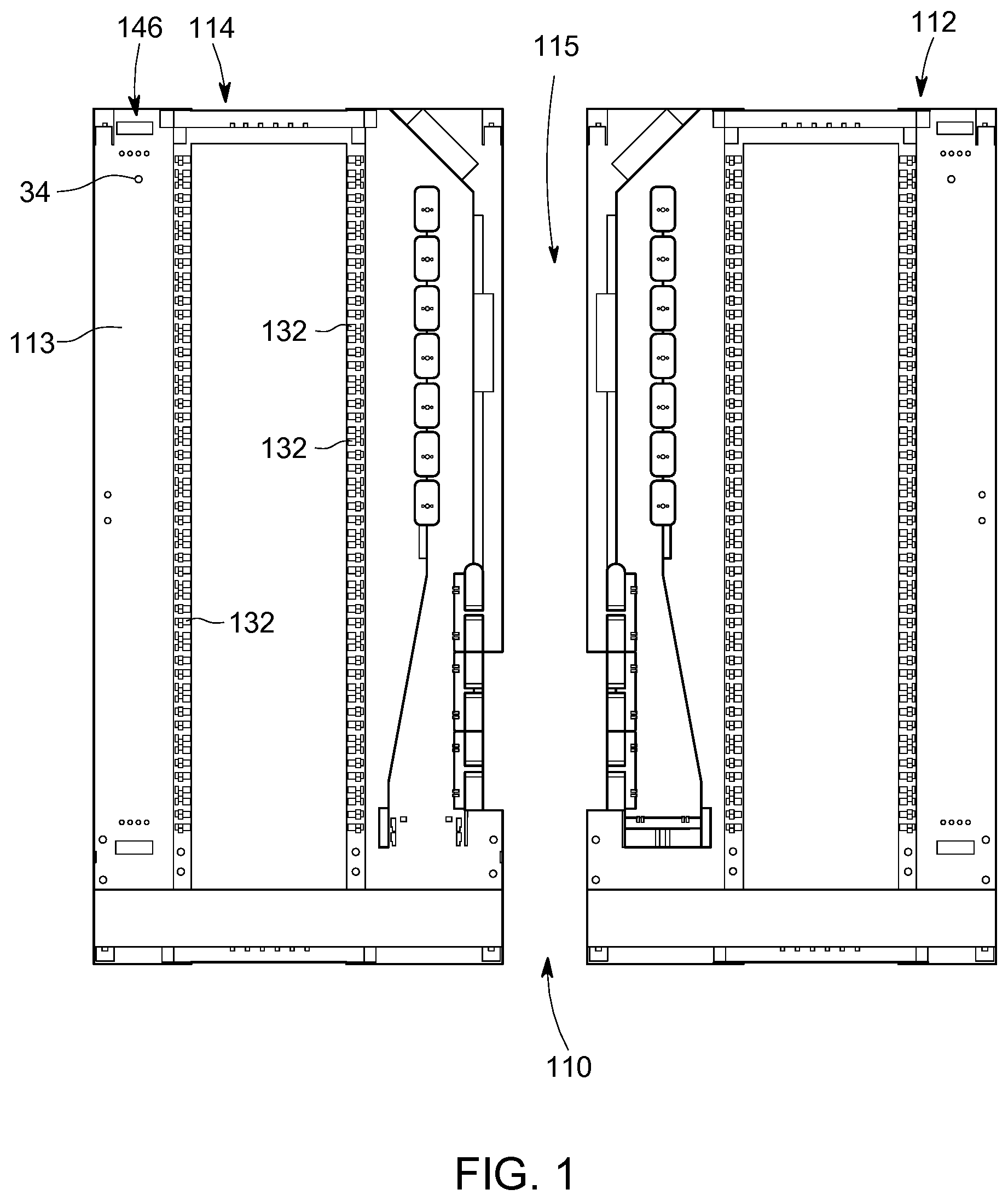 Patent US12306451 Figure 1 – Frame assemblies for optical fiber distribution elements