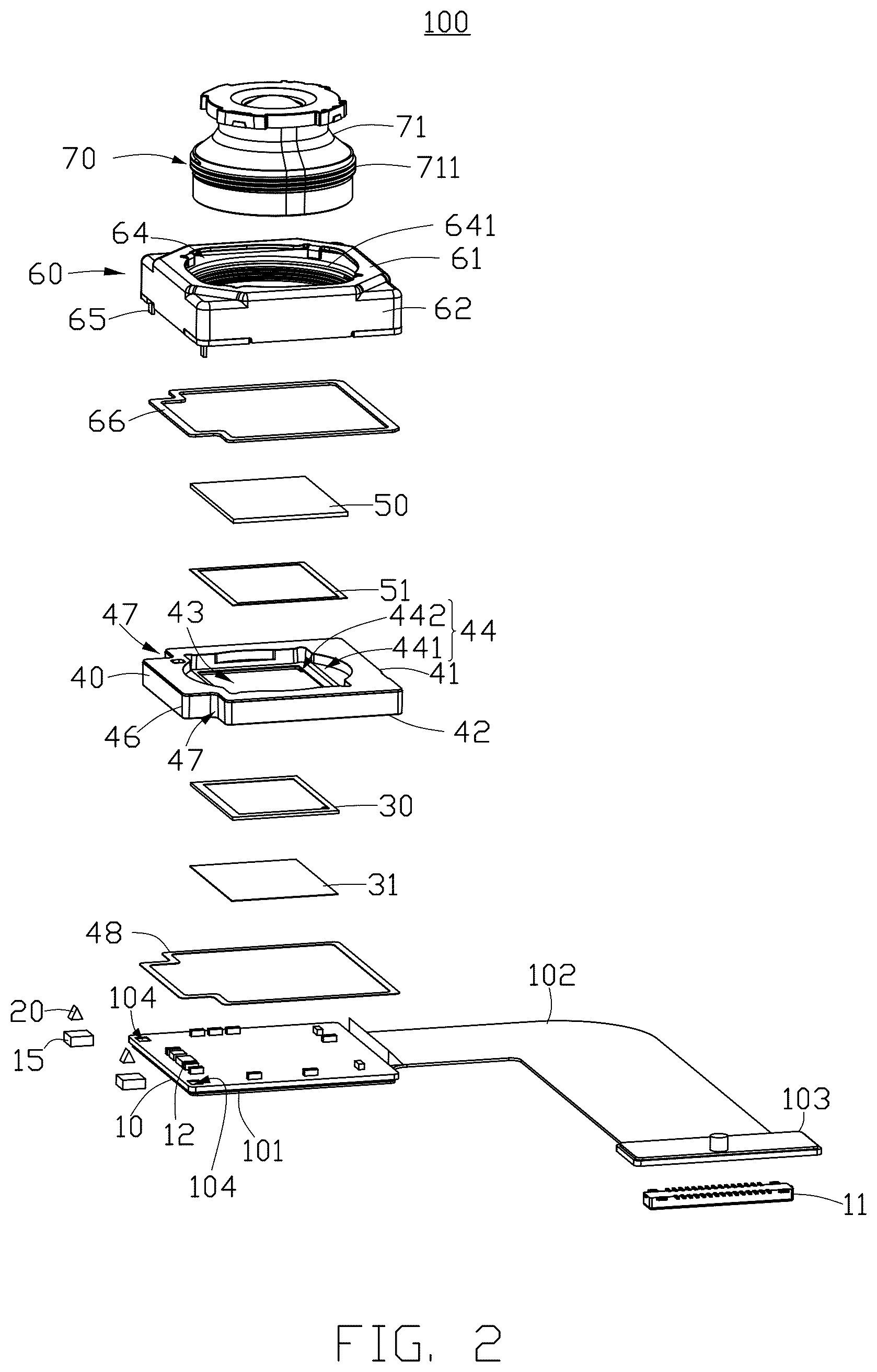 Patent US12306457 Figure 2 – Lens module having a voice coil motor and electronic device