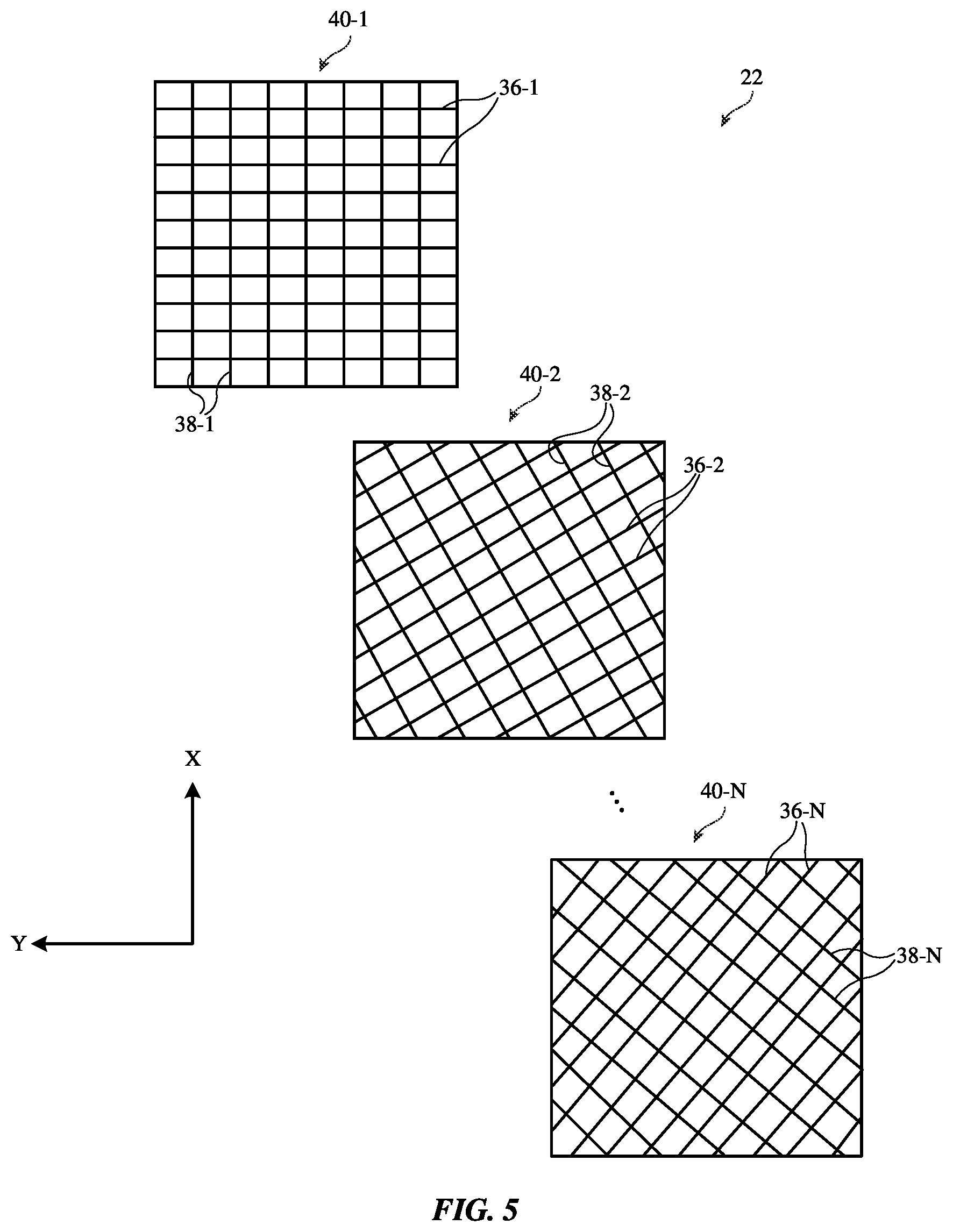 Patent US12306472 Figure 5 – Tunable lens systems with passive matrix electrode arrays