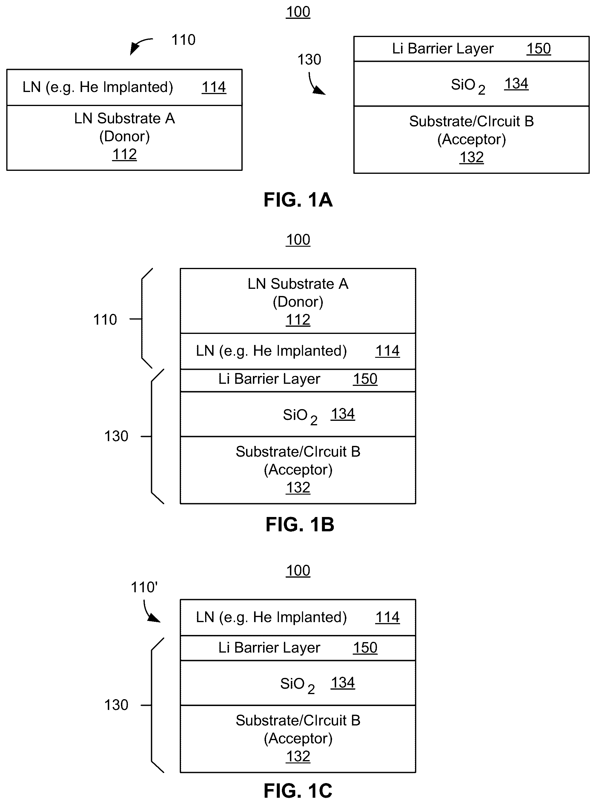 Patent US12306481 Figure 1 – Diffusion barrier layer in lithium niobate-containing photonic devices