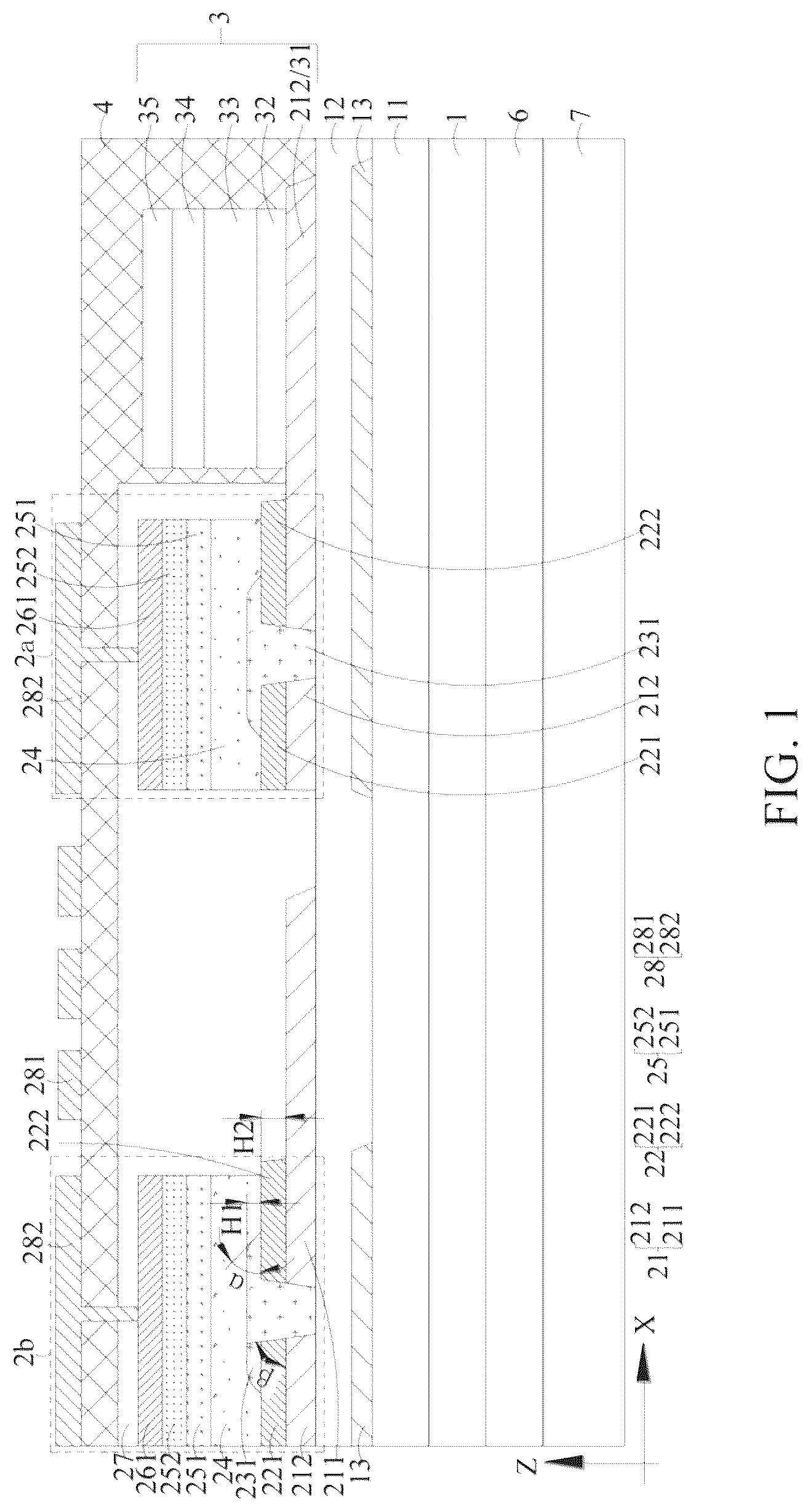 Patent US12306489 Figure 1 – Photoelectric detection backplate, liquid crystal display panel and liquid crystal display apparatus