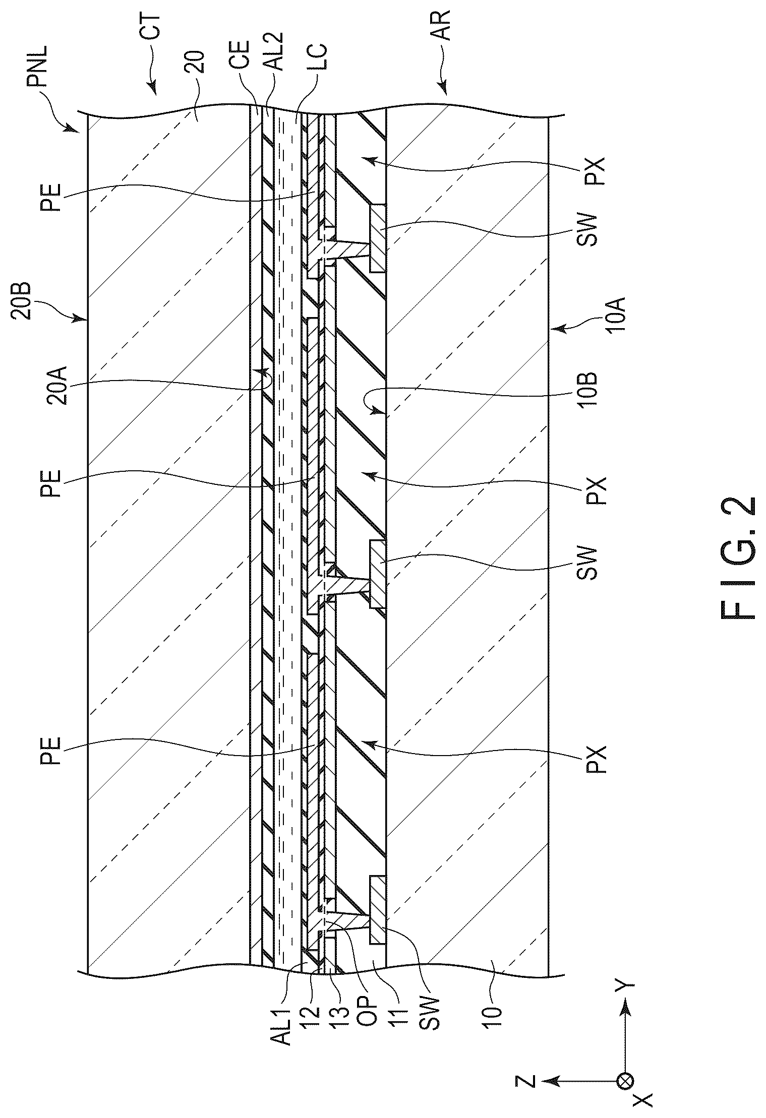Patent US12306490 Figure 2 – Display device and cover glass