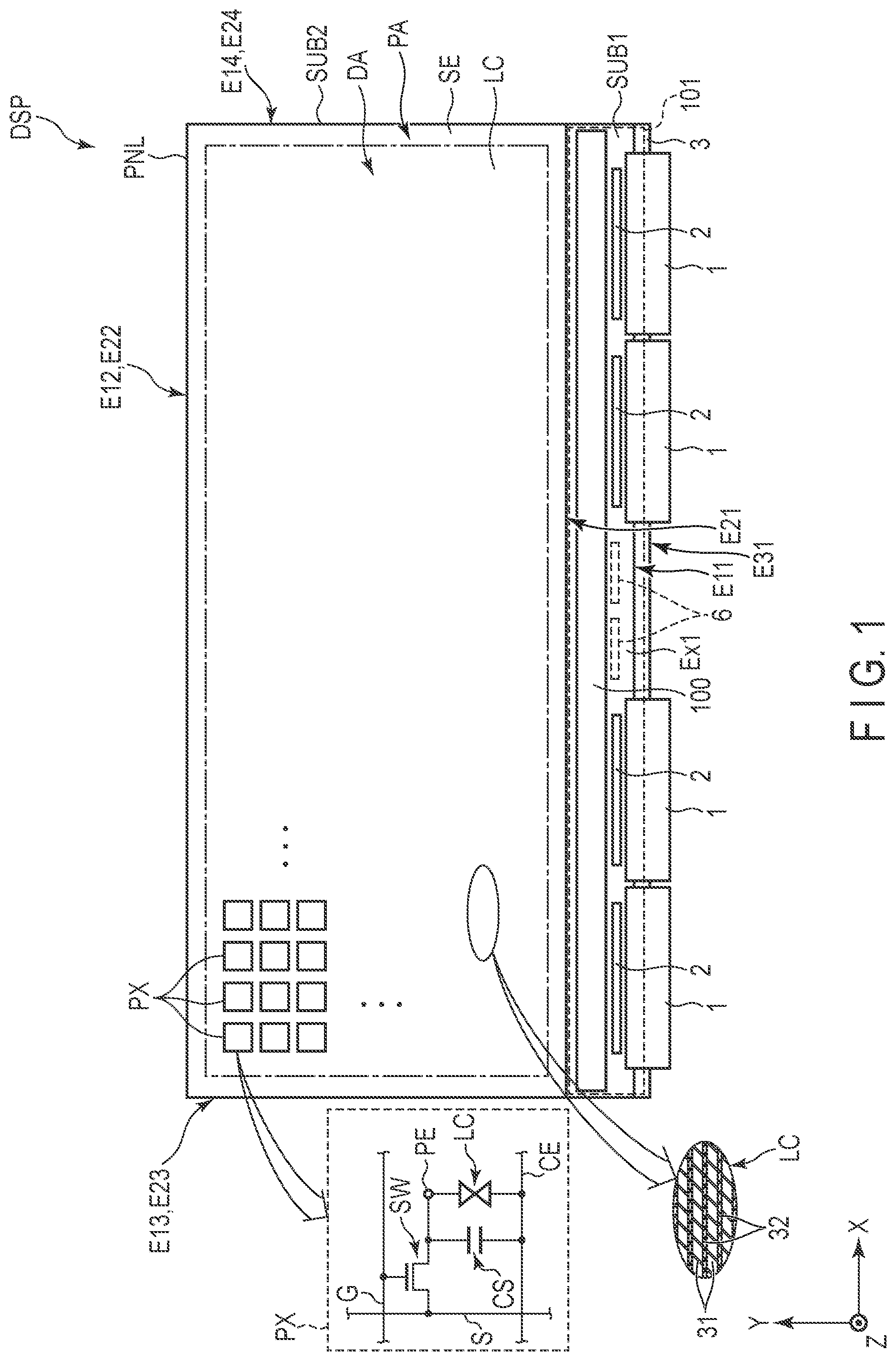 Patent US12306491 Figure 1 – Display device