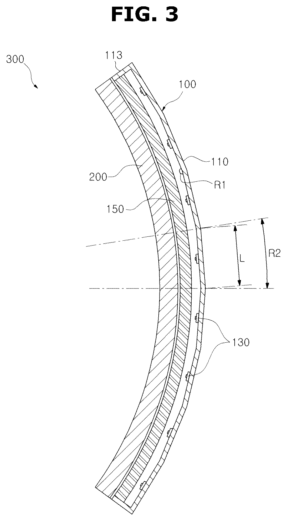 Patent US12306498 Figure 3 – Method of manufacturing bottom chassis and method of manufacturing curved display device, and curved display device using the same